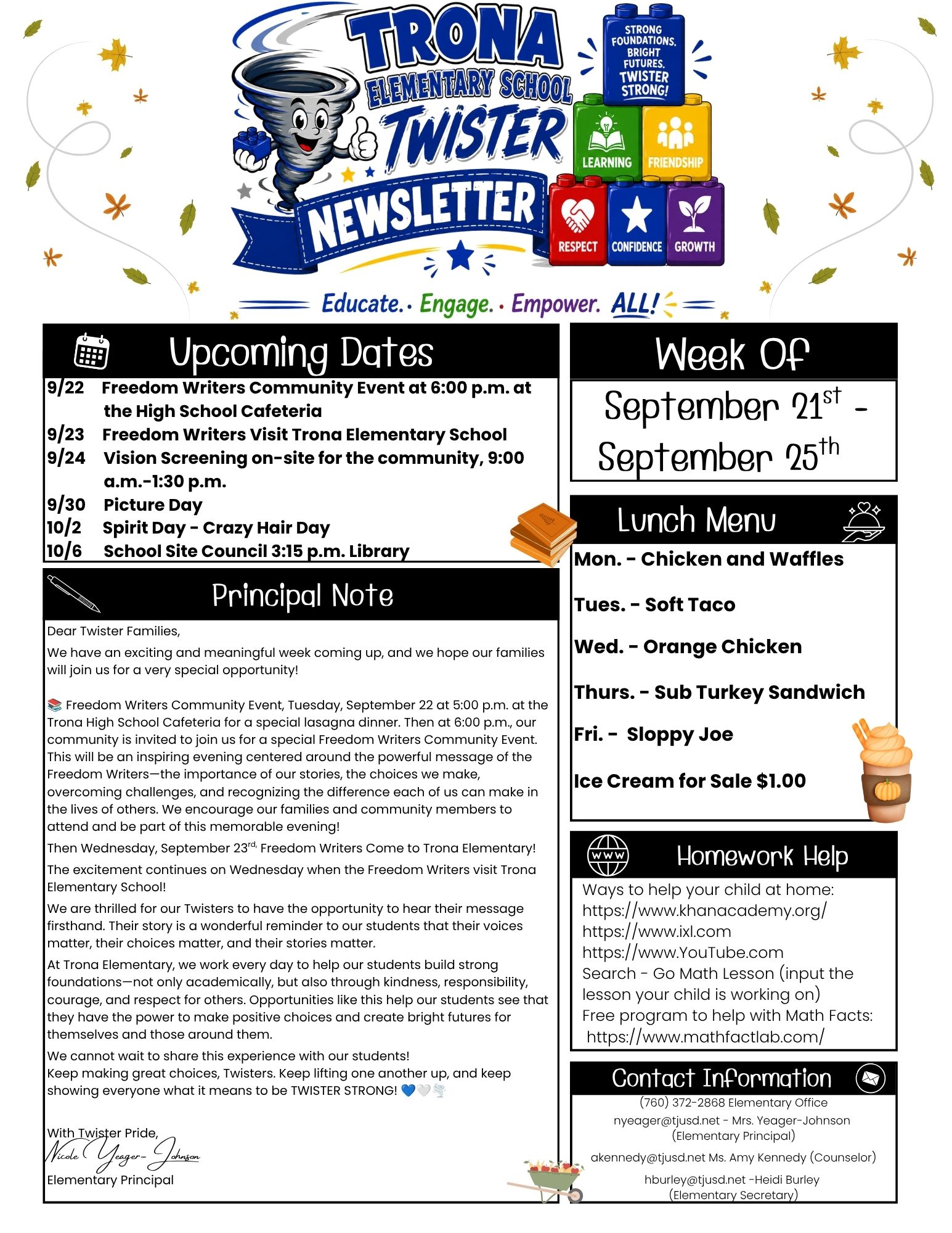 Twister Newsletter September 21st-25th
