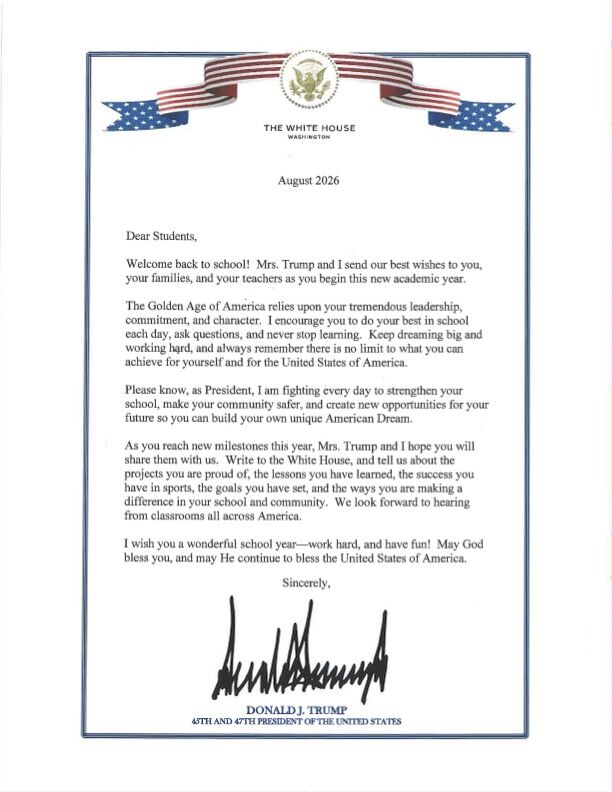 Back to School Message from President Trump