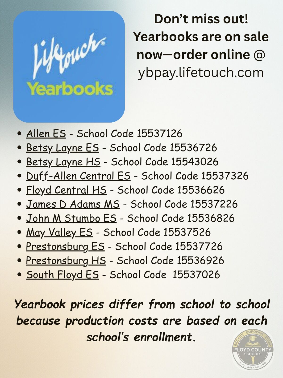 Lifetouch Yearbooks are on sale, order online at ybpay.lifetouch.com.