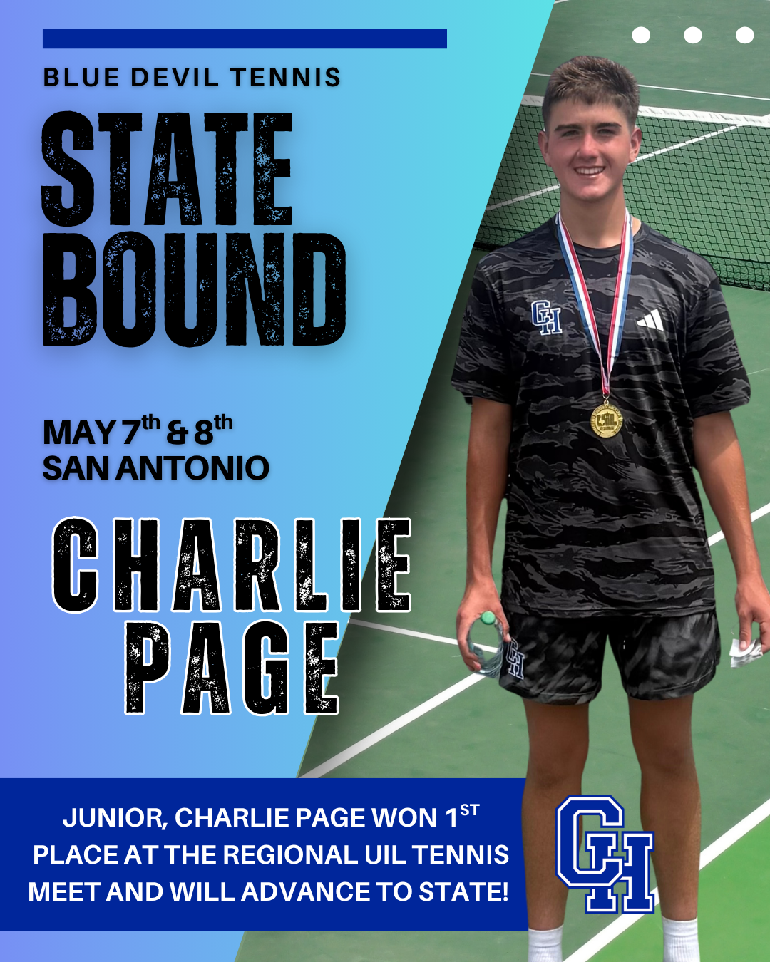 Charlie Page is STATE BOUND! 🎾