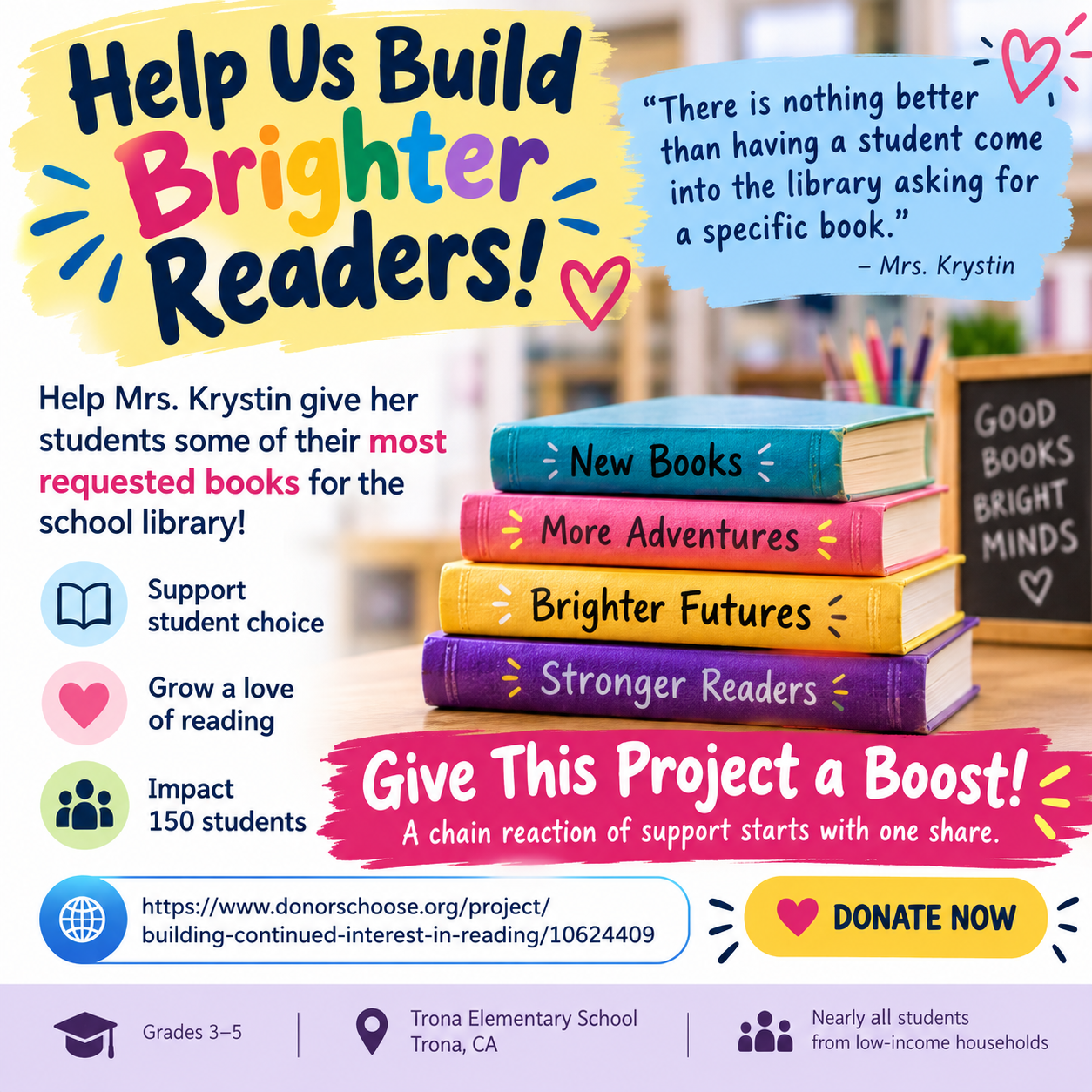 Help Mrs. Krystin build Brighter Readers