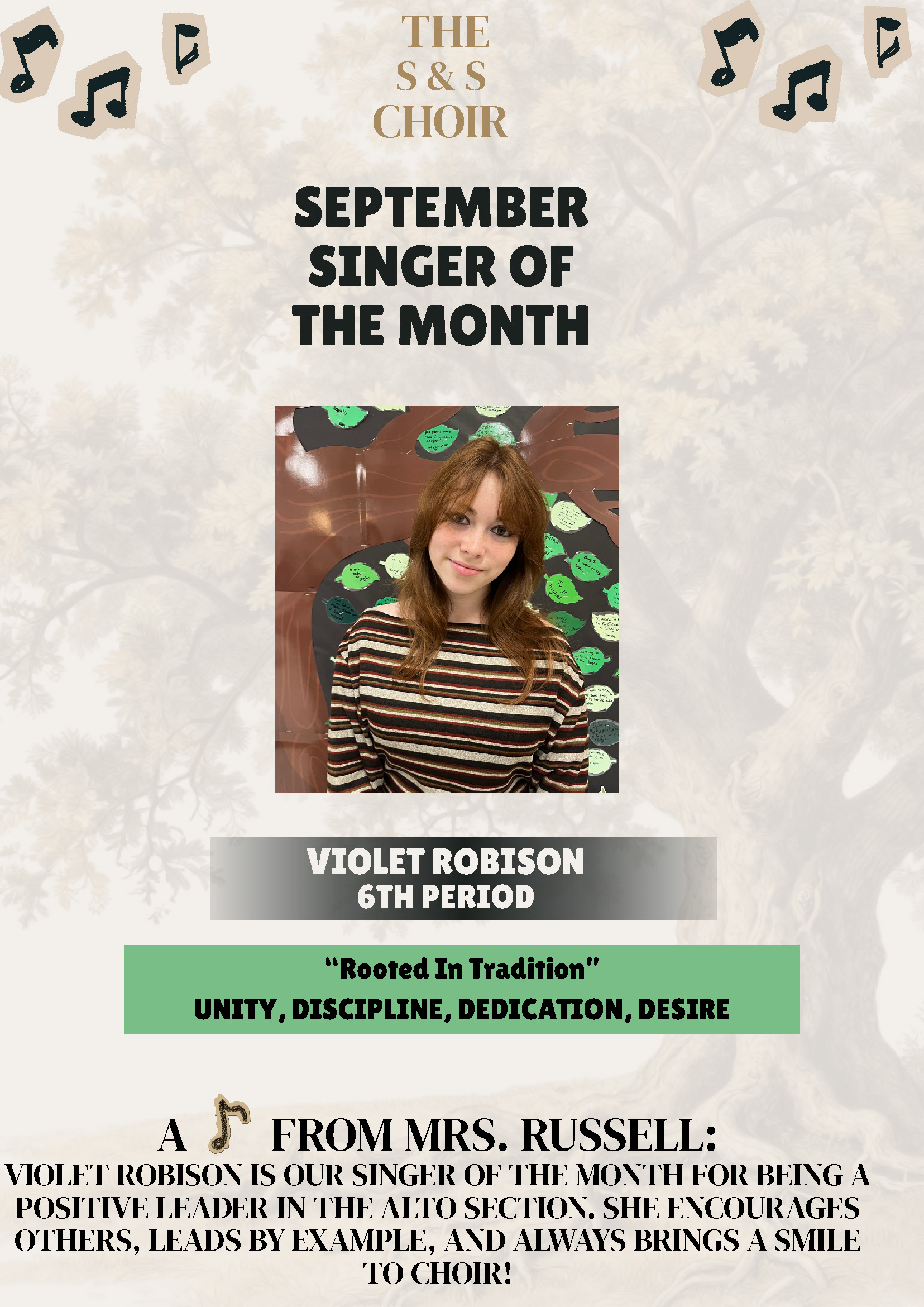 HS Choir Student of the Month - September