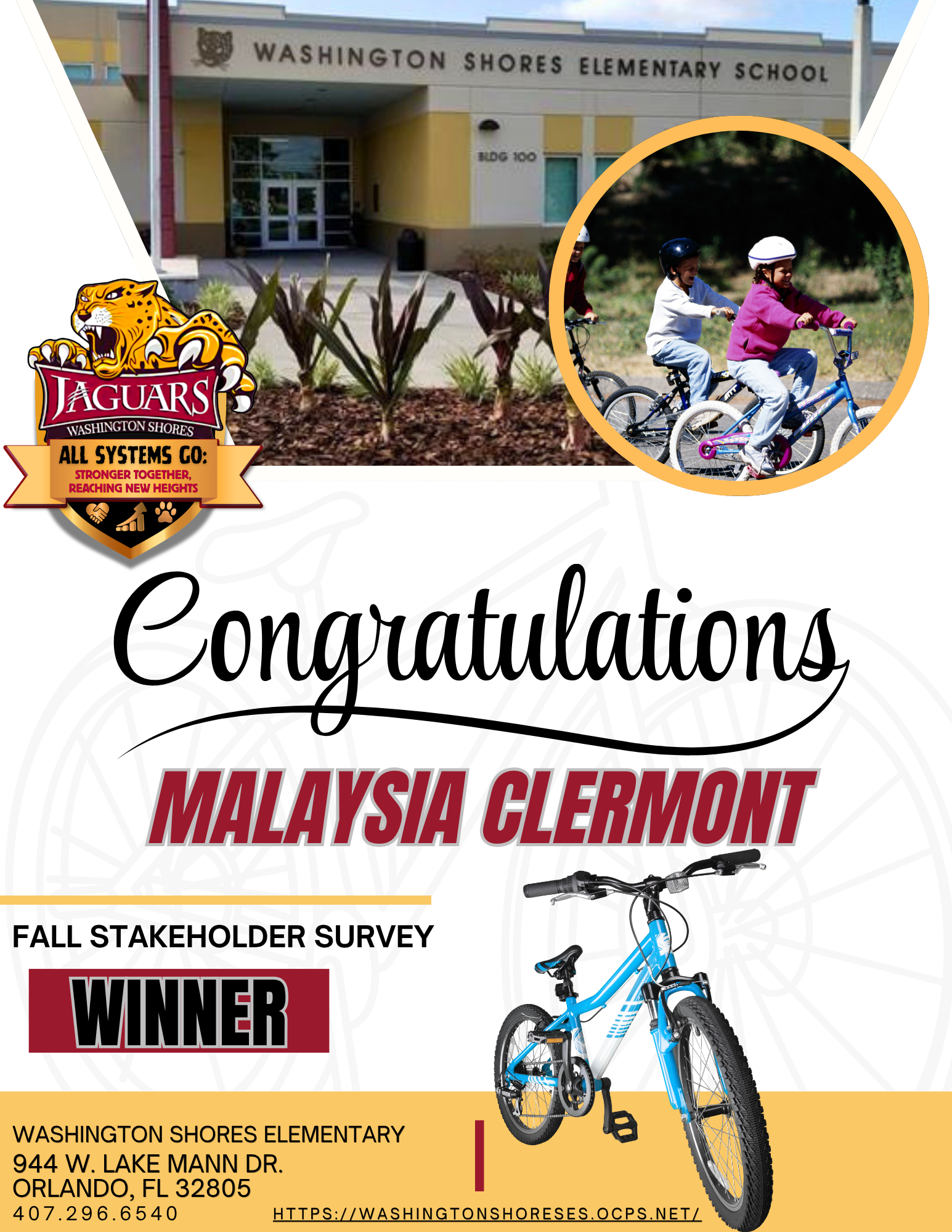🎉🚲 Congratulations to Our Fall Stakeholder Survey Bicycle Winner! 🚲🎉