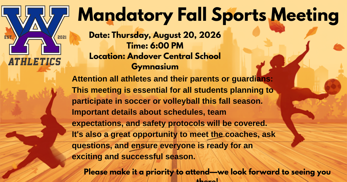 Mandatory Fall Sports Meeting - this Thursday, 8/20/2026
