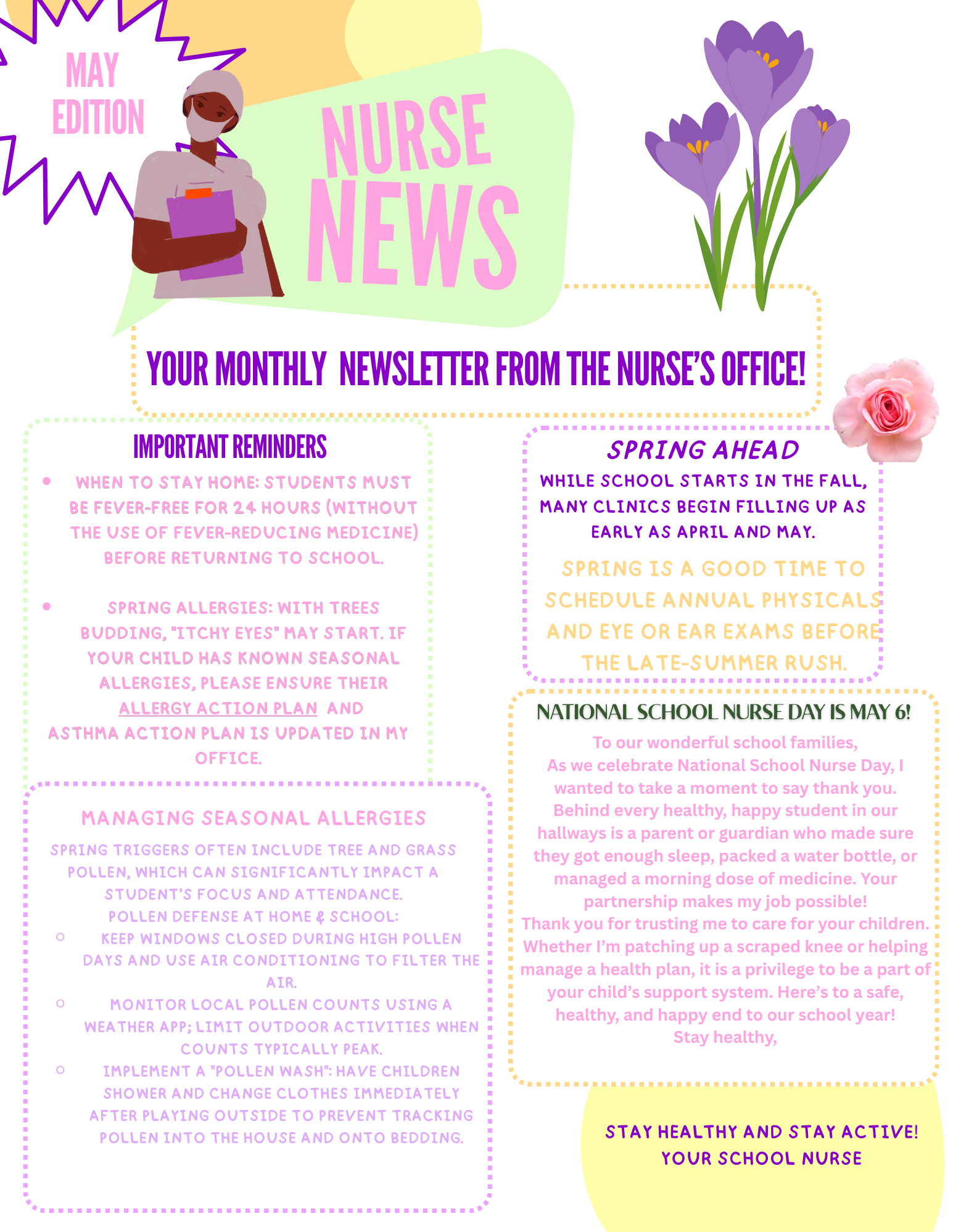 May Nurse Newsletter!!! Happy Nurse's week May 6-8th