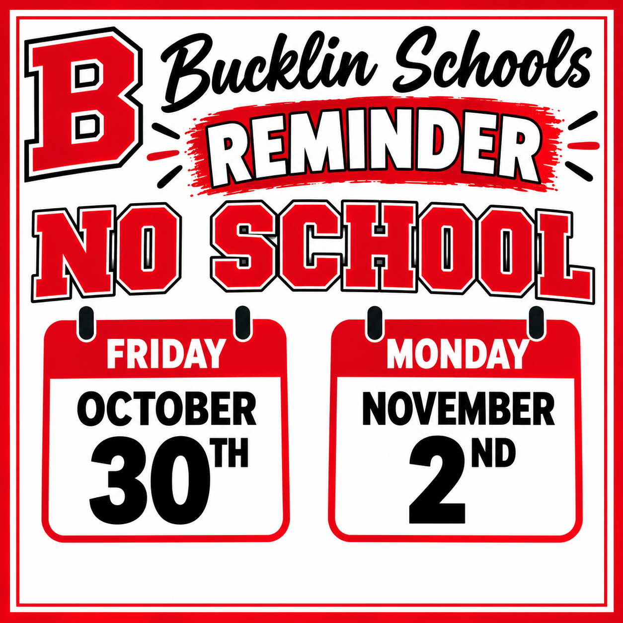 Announcements, Thursday, October 29th: