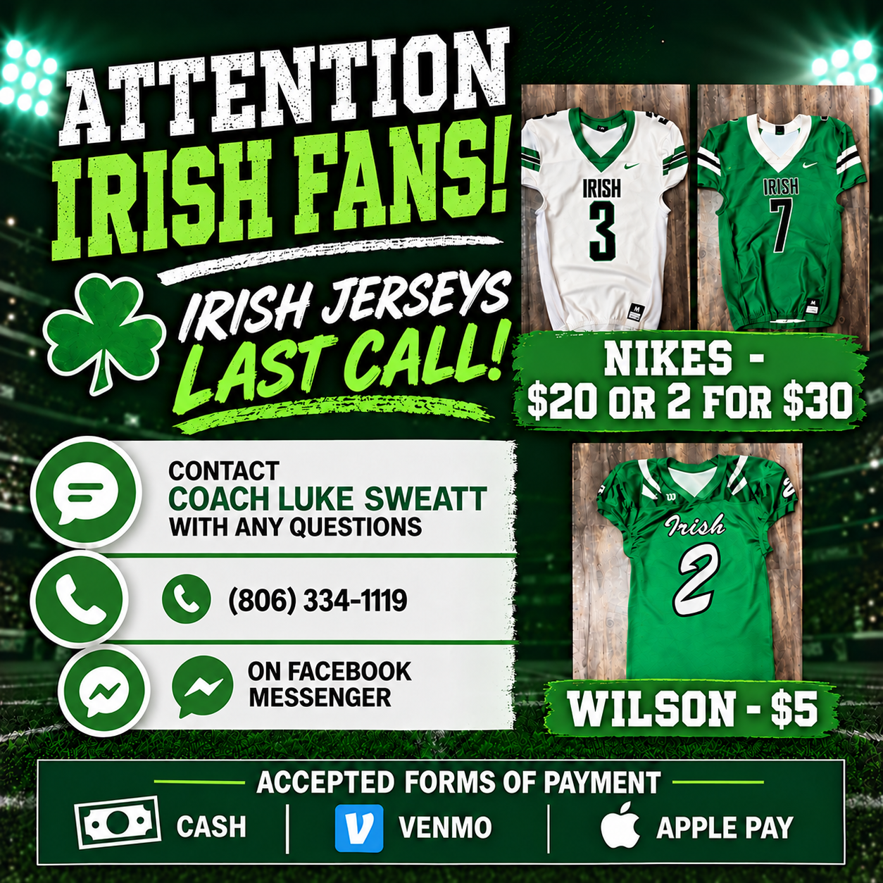Last Call Irish Football Jerseys