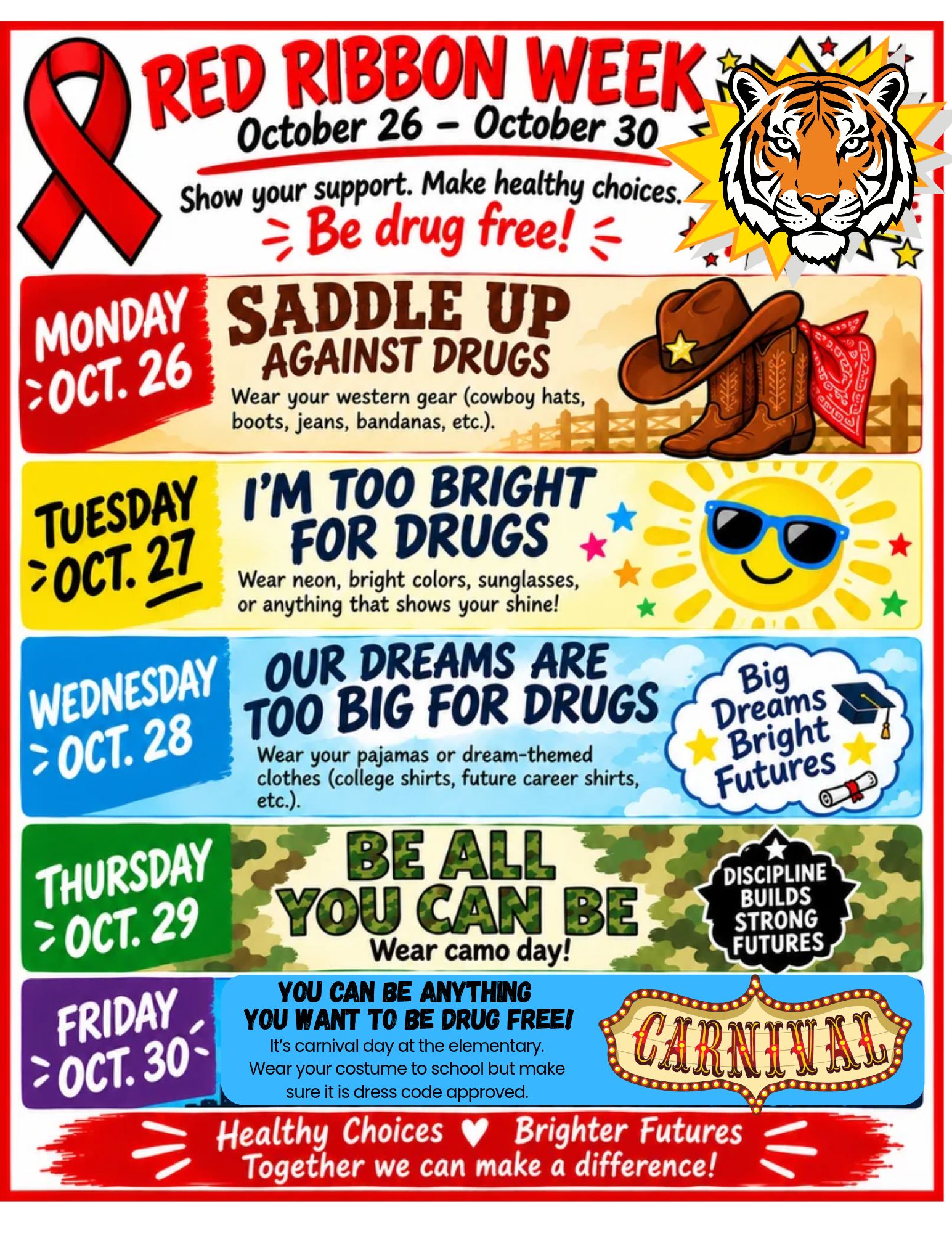 Elementary Red Ribbon Week: Oct. 26-30