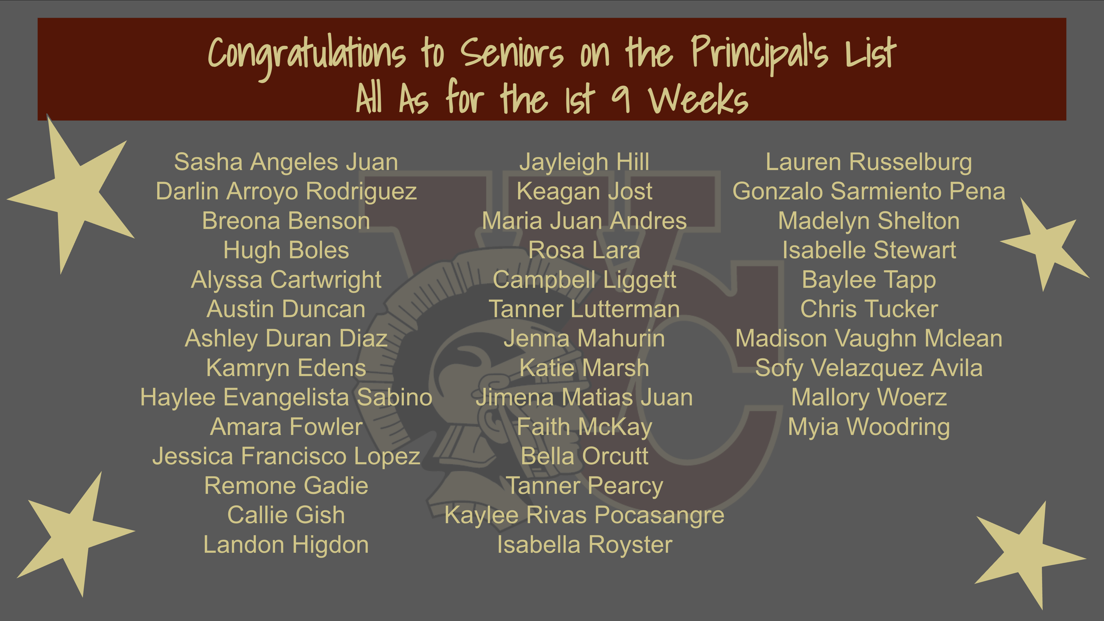 1st Term Principal's List