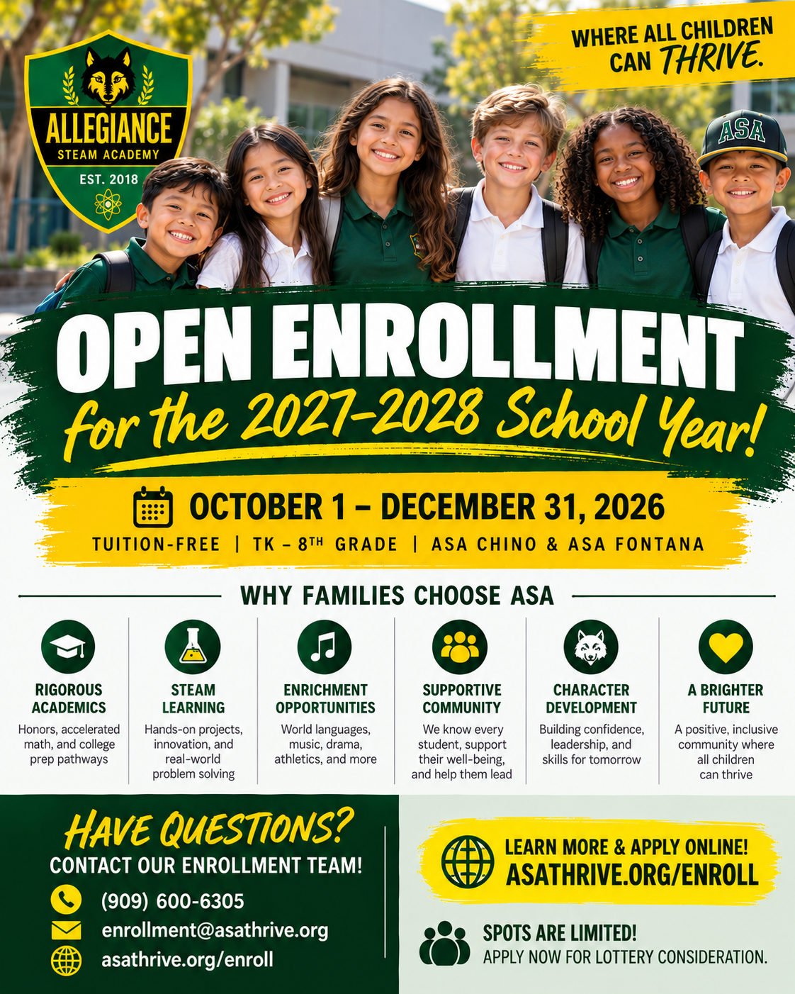 Have a Sibling Ready to Join ASA? Open Enrollment for 2027-28 Begins October 1