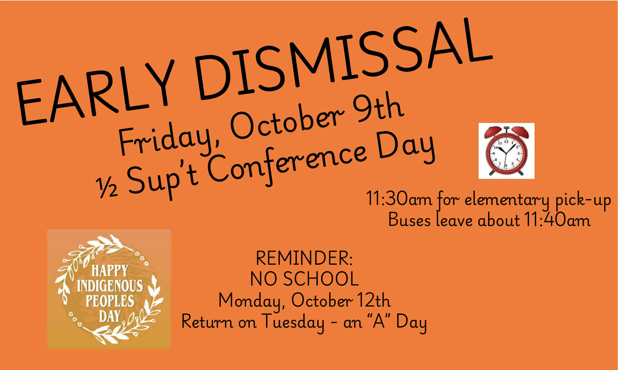 Early Dismissal & No School in the Week Ahead