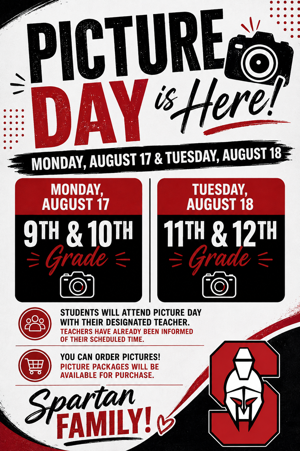 Say Cheese! Fall Picture Day Scheduled for August 17th and 18th!