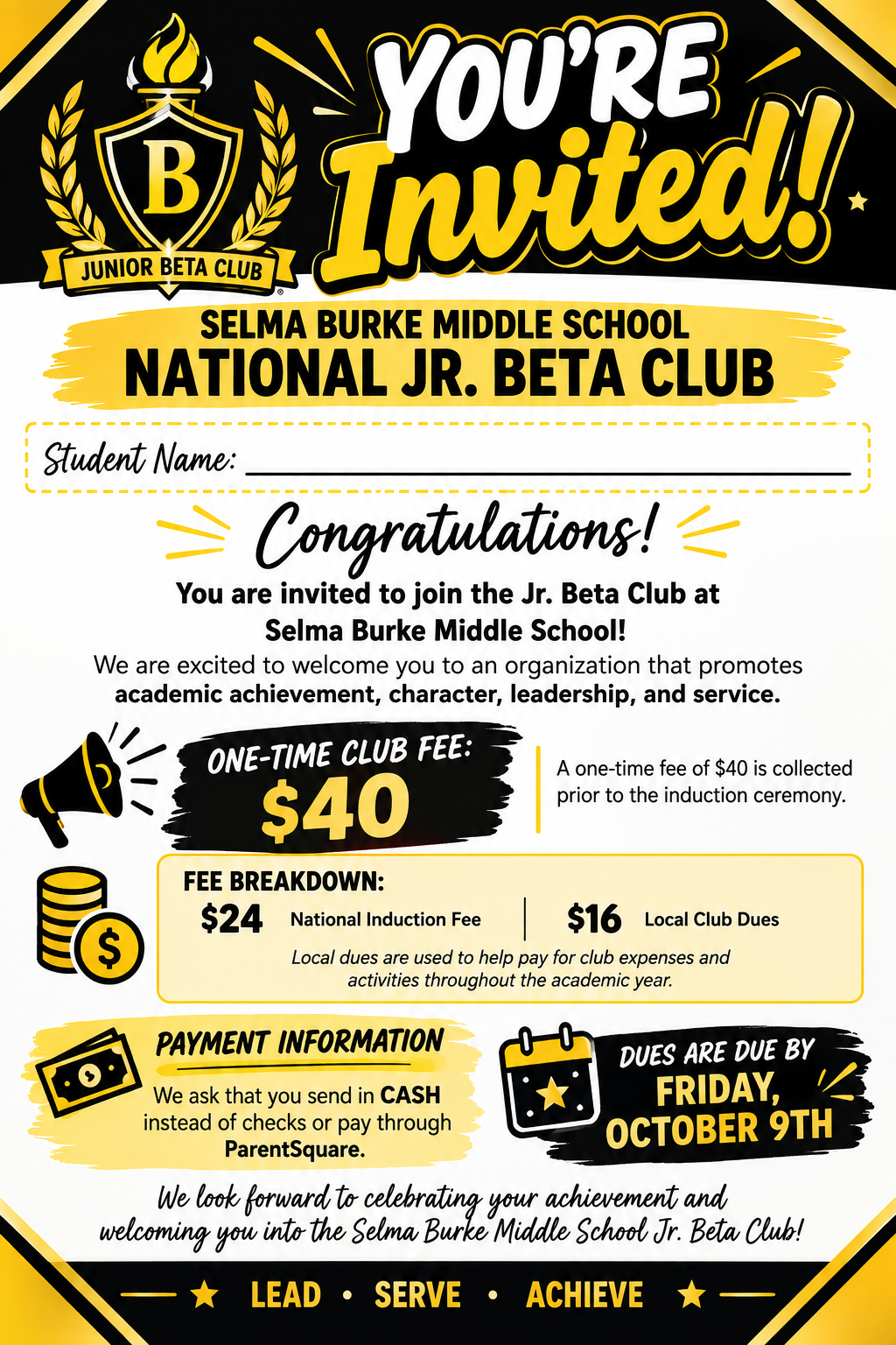 National Jr. Beta Club Membership Dues