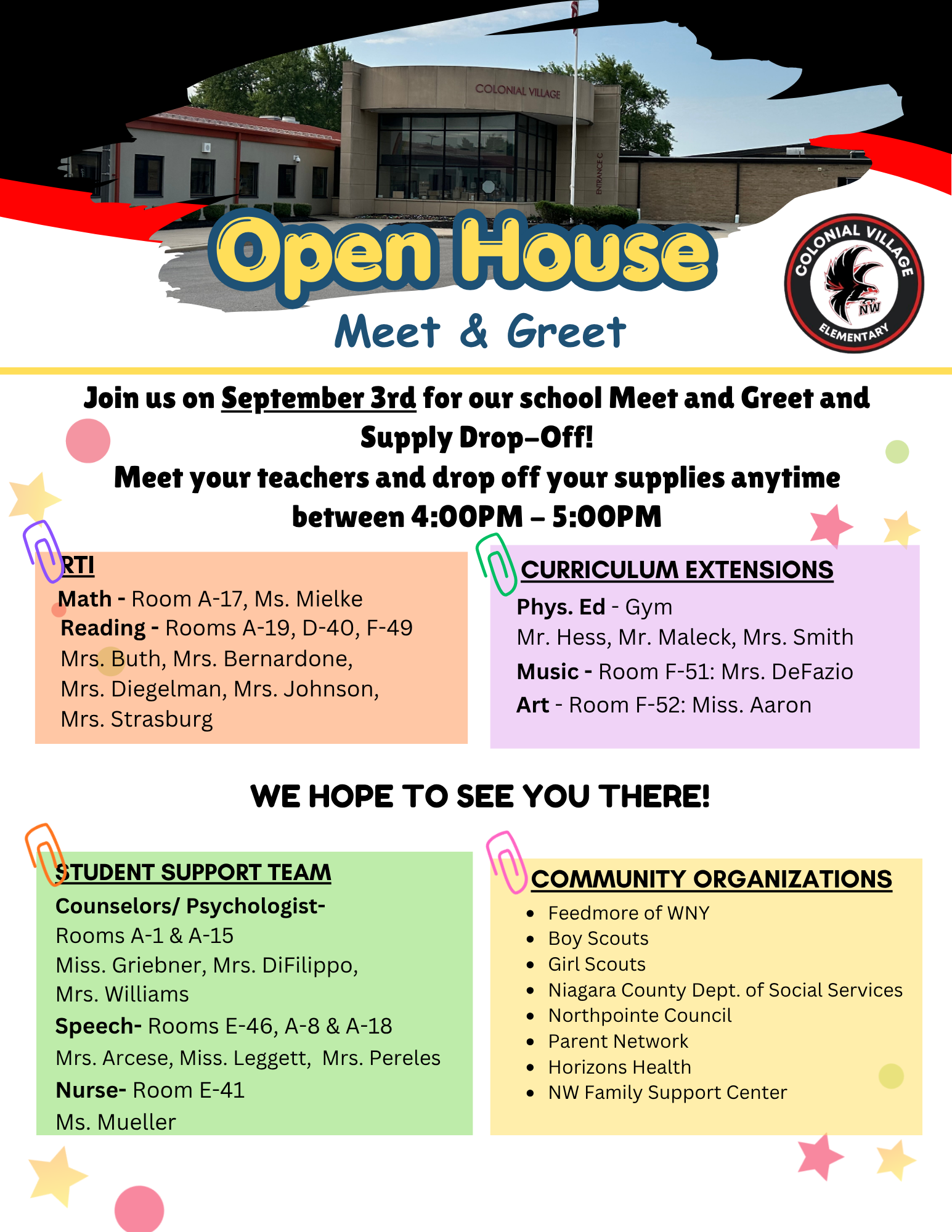 Meet & Greet/Supply Drop-Off
