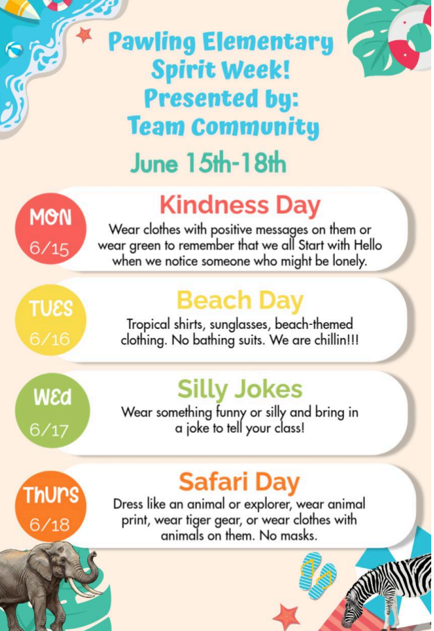 Spirit Week and other reminders
