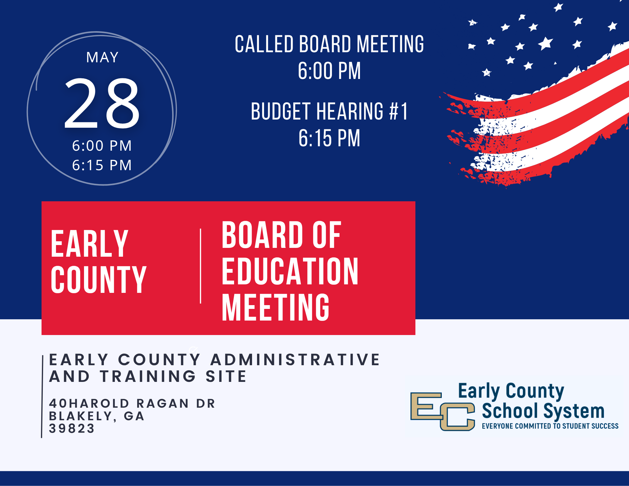 Called Board Meeting and Initial Budget Hearing