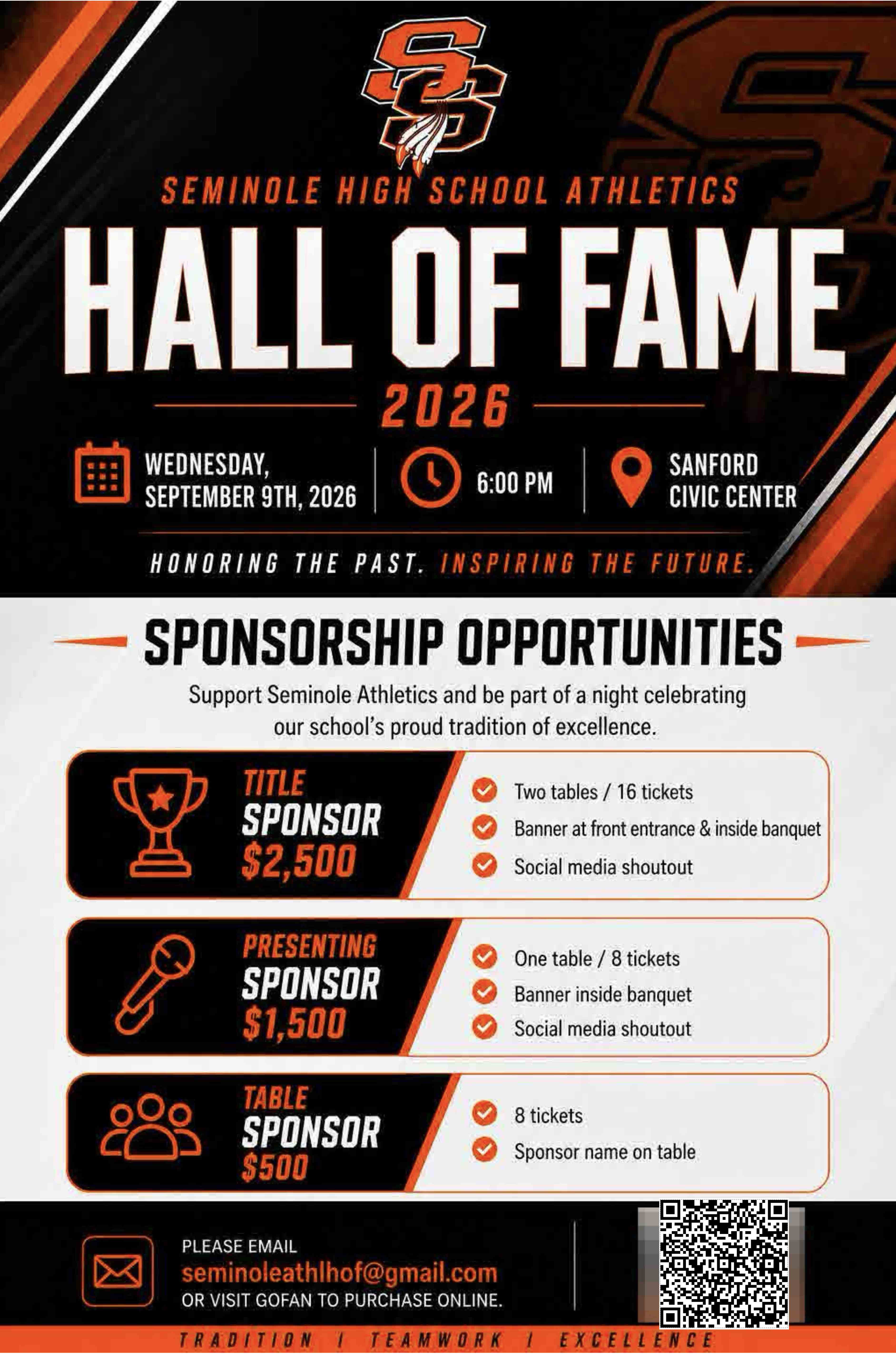 Seminole High School Hall of Fame Sponsorship & Ticket Purchase