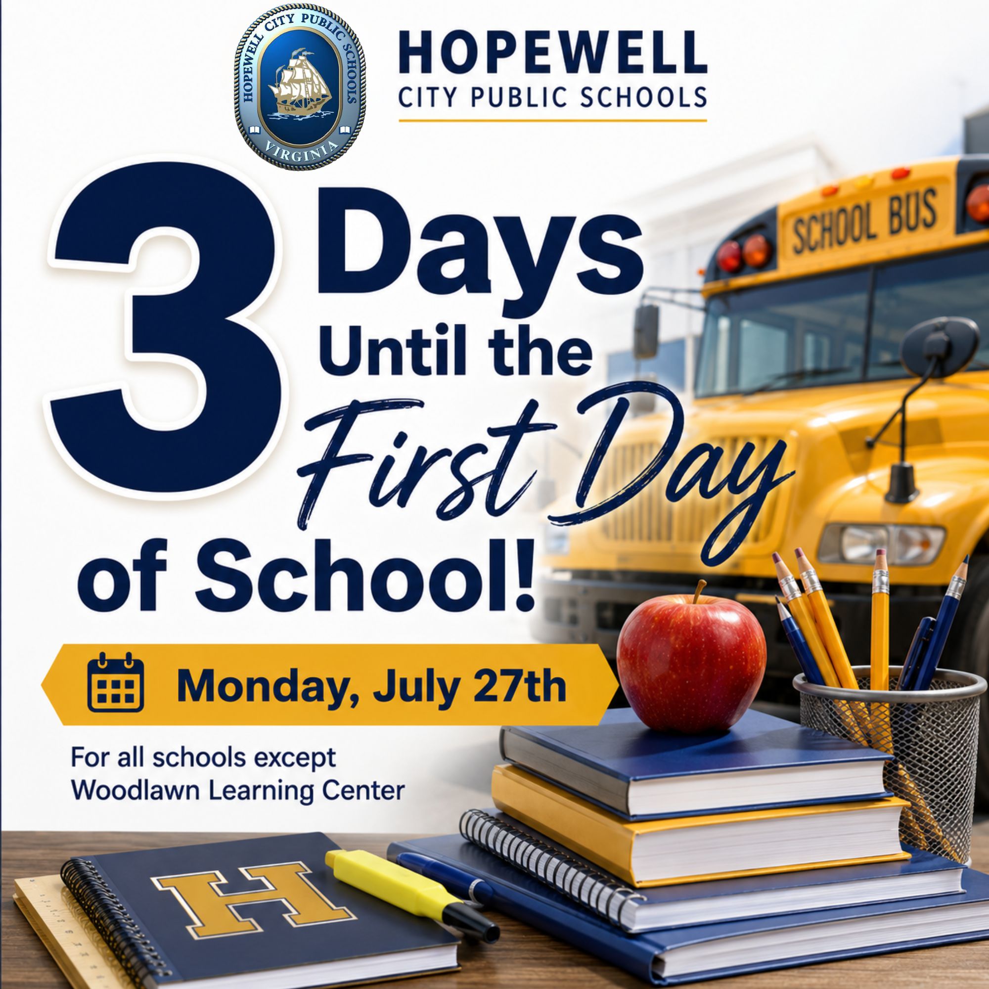 3 Days Until the First Day of School