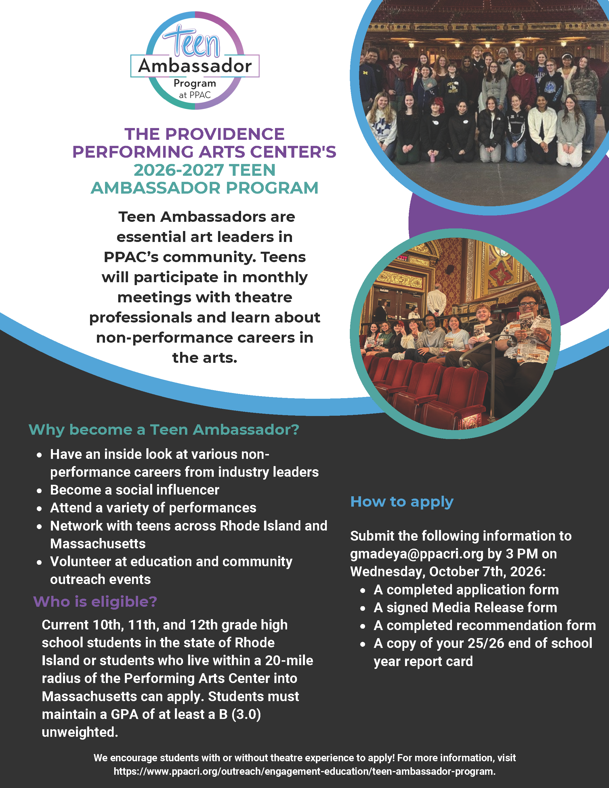 Love Theatre? Want Behind-the-Scenes Access? Teen Ambassador Program at PPAC