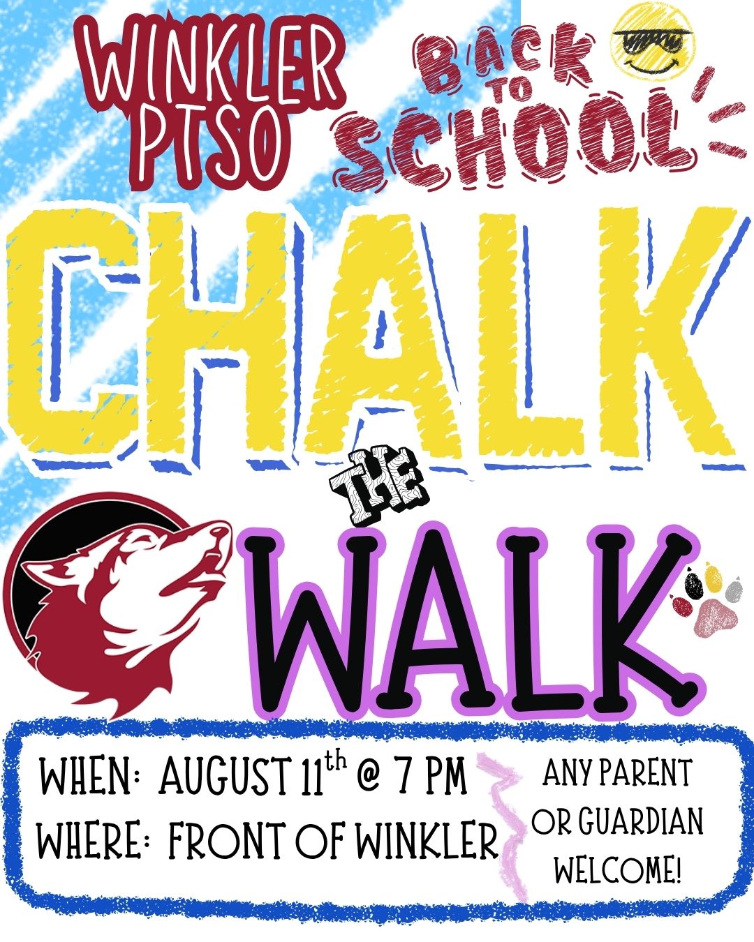 🎨 Chalk the Walk at Winkler! 🐺💛