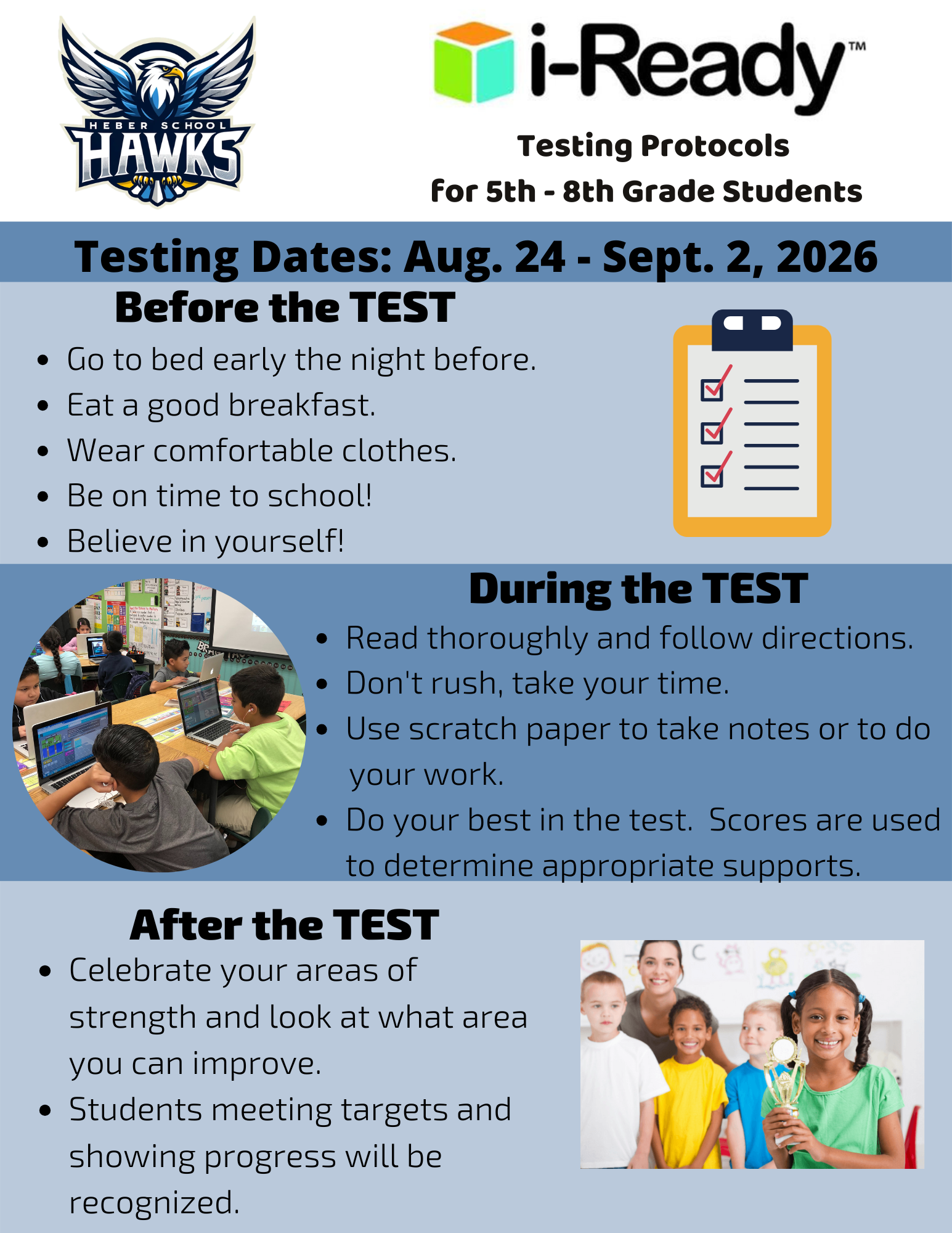 iReady Testing: August 24-September 2