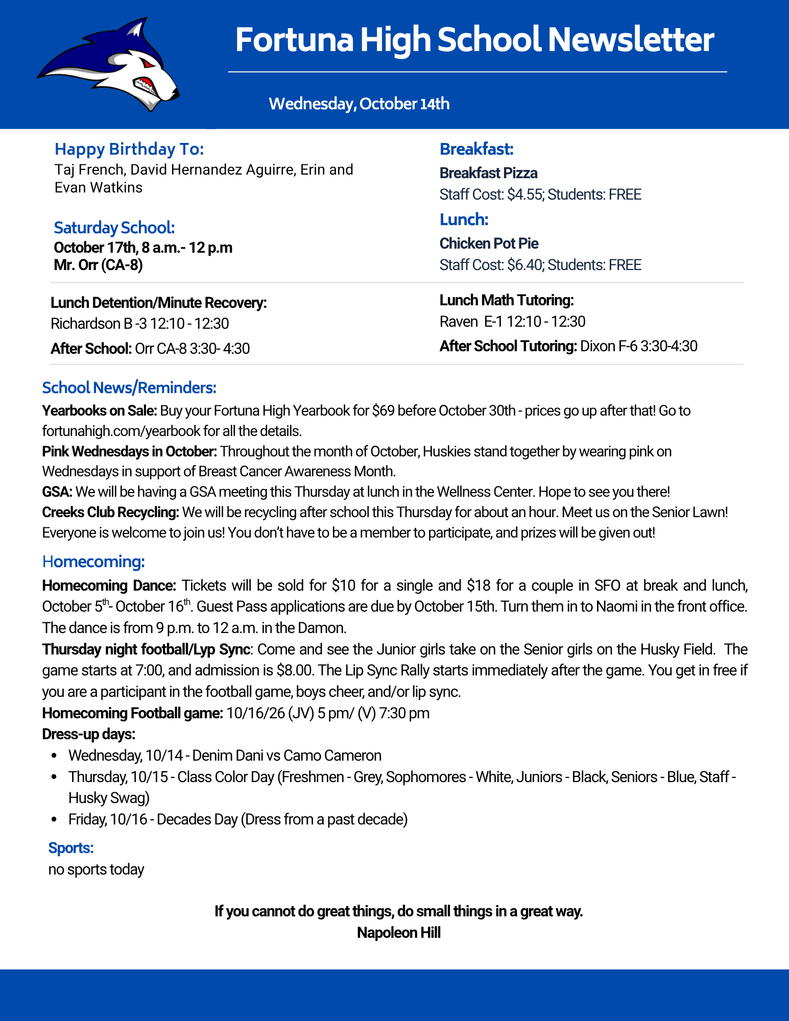 Bulletin 10/14/2026