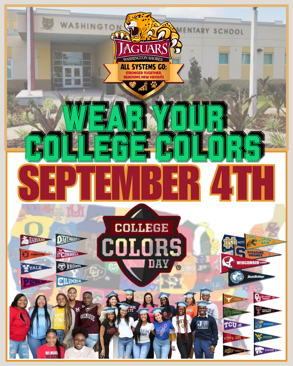 🎓💚💛 College Colors Day is Coming! 💛💚❤️