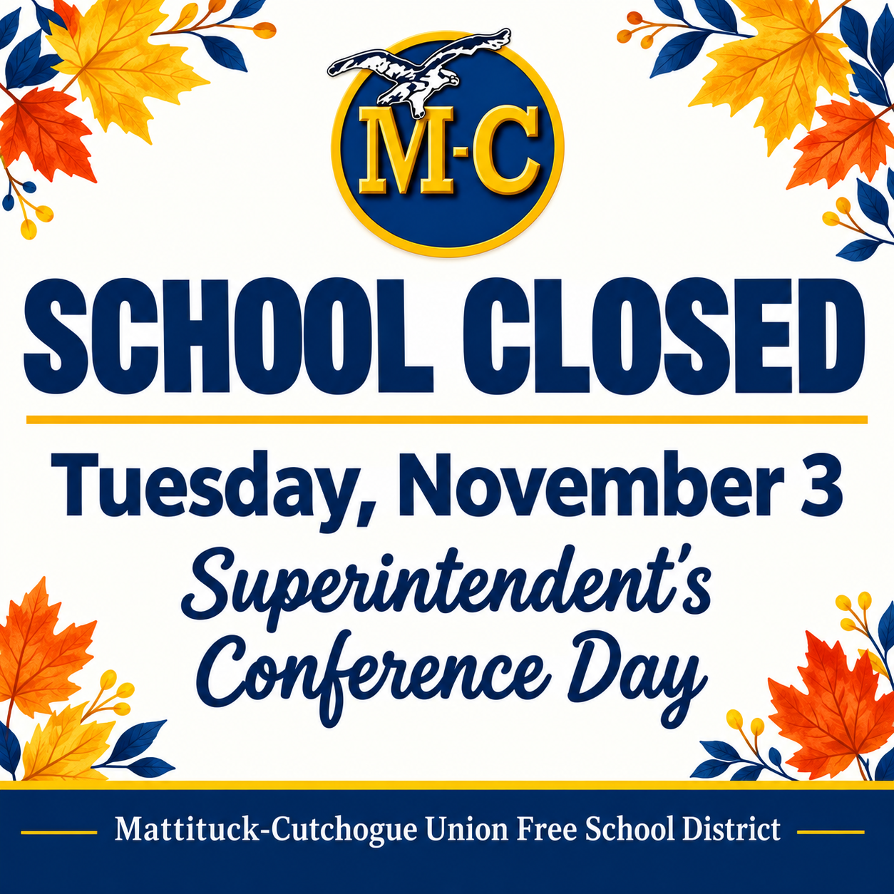 Reminder: School is Closed on November 3