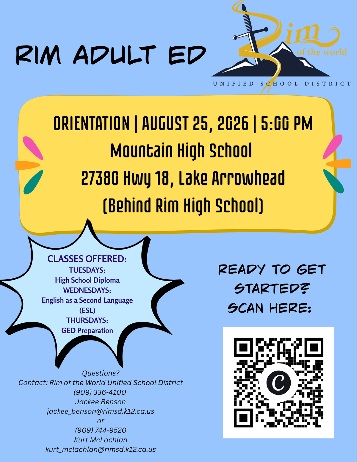 TONIGHT at 5 PM: RIM Adult Education Orientation