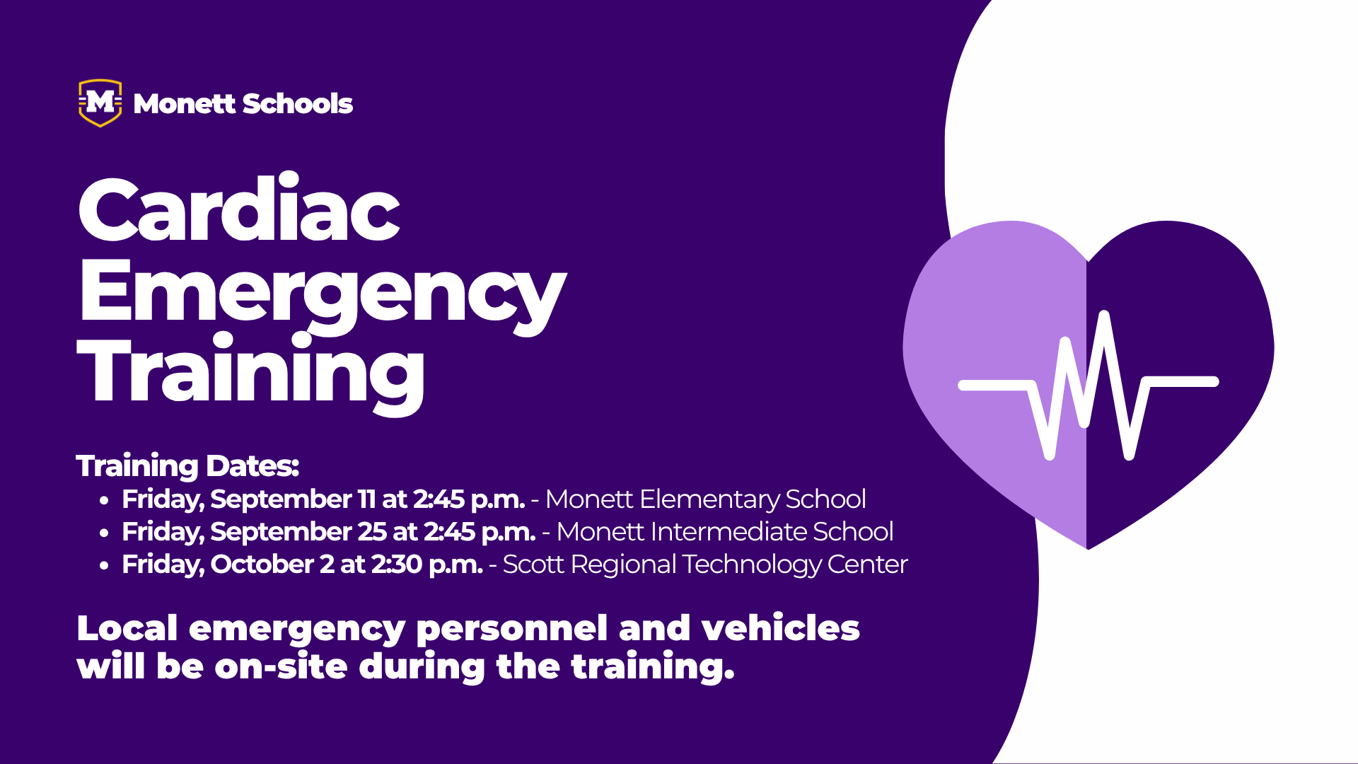 Upcoming Cardiac Emergency Training at Monett Schools 
