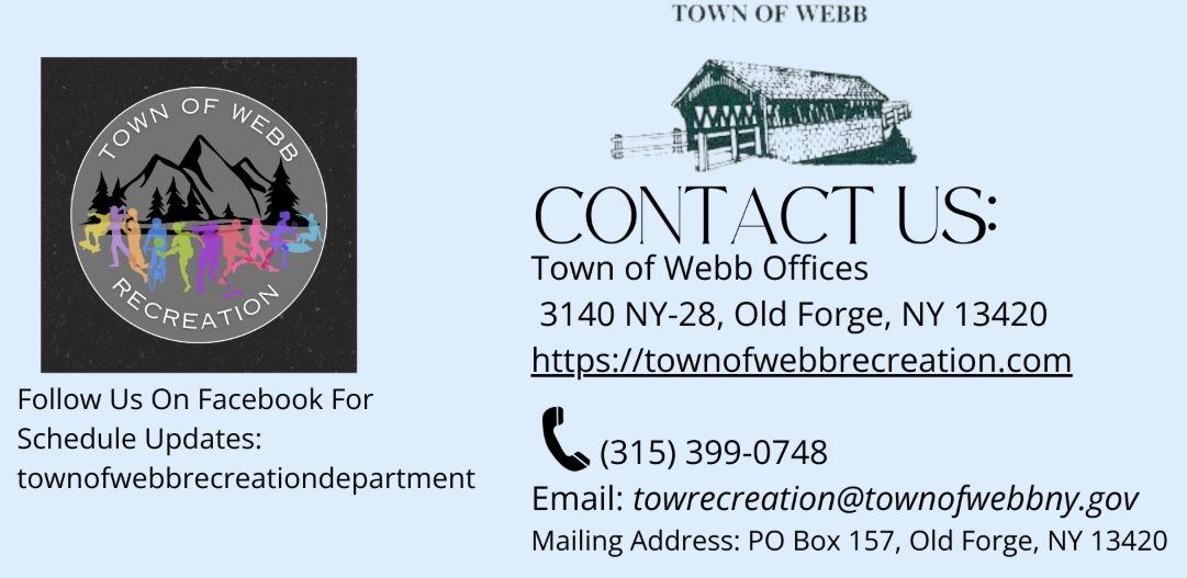 Town of Webb Recreation logo with colorful figures engaged in sports and activities.