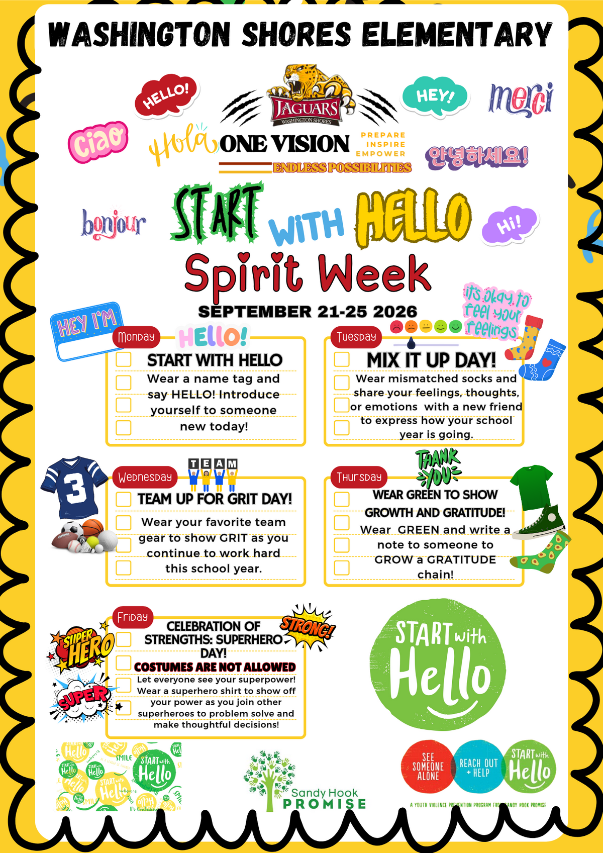 📢 Get Ready for Our First Spirit Week of the Year (Sept 21-25)!🐾🐆💛