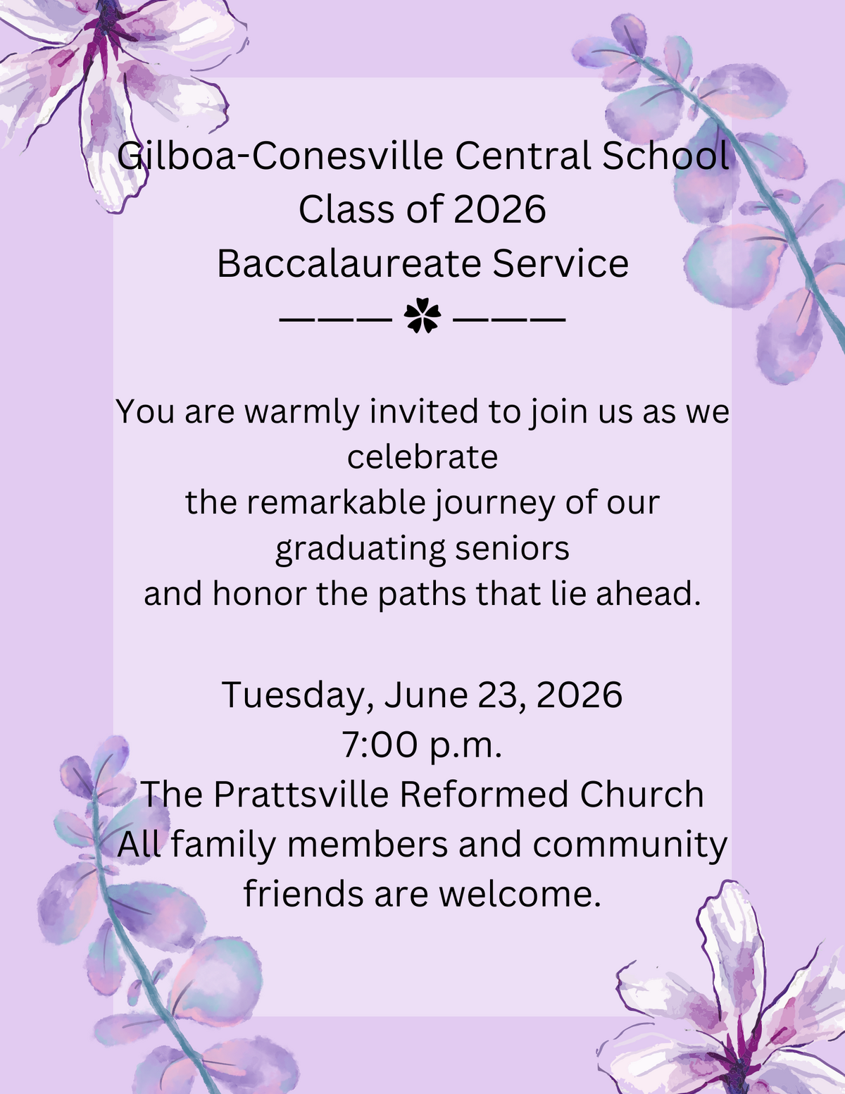 GCCS Class of 2026: Baccalaureate Service 6/23 @ 7 PM