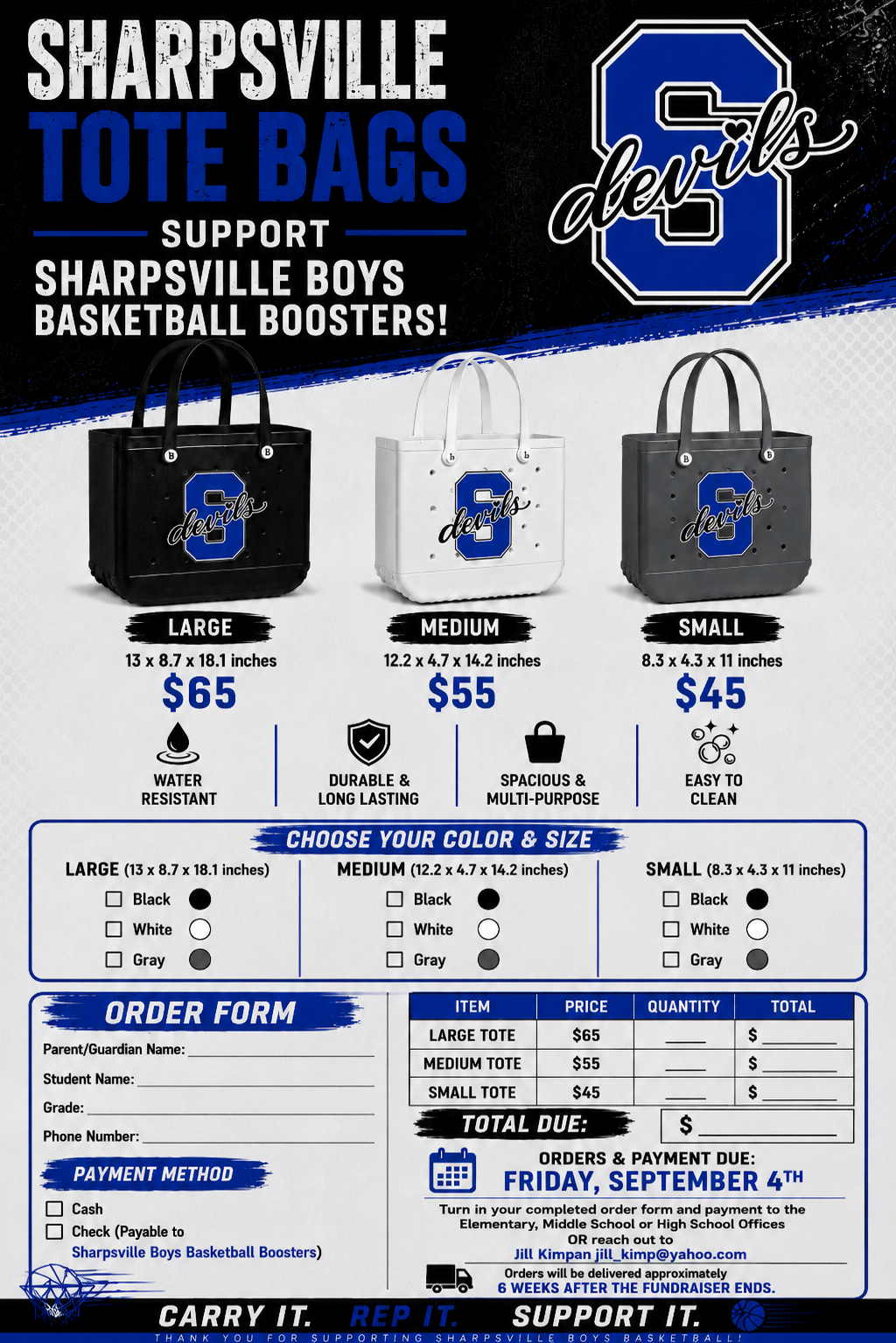 Boys Basketball Tote Bag Fundraiser