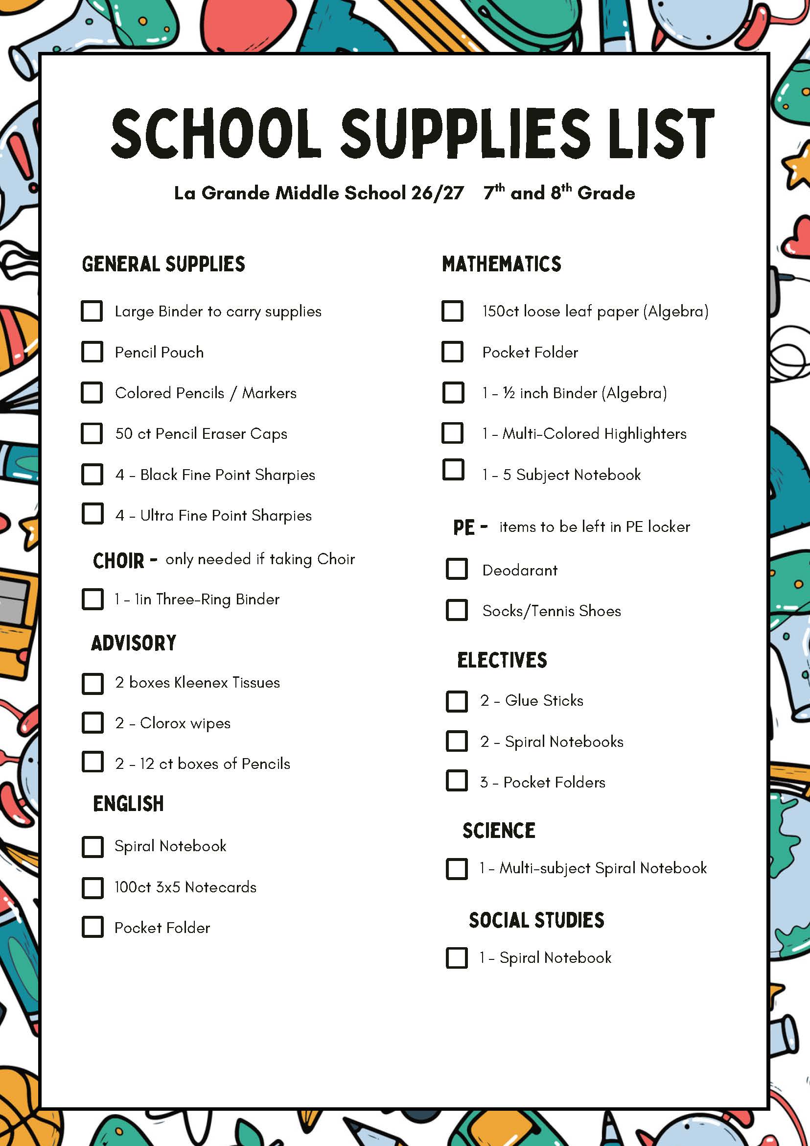 LMS Supply List 