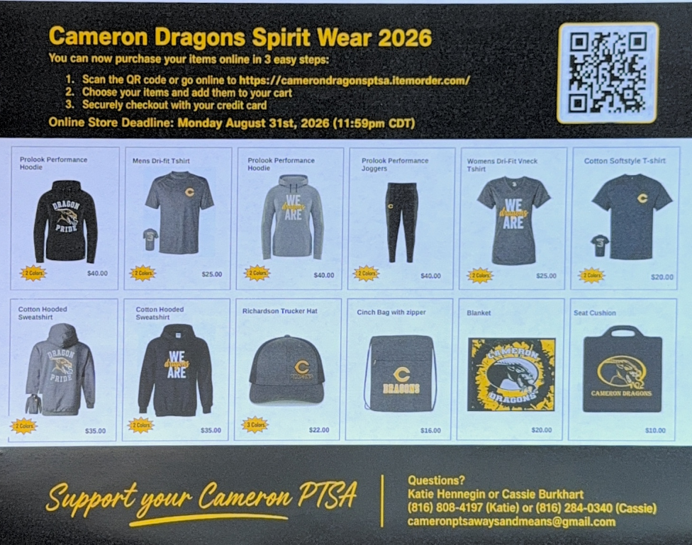 PTSA!  It's not too late for Spirit Wear or to become a MEMBER!