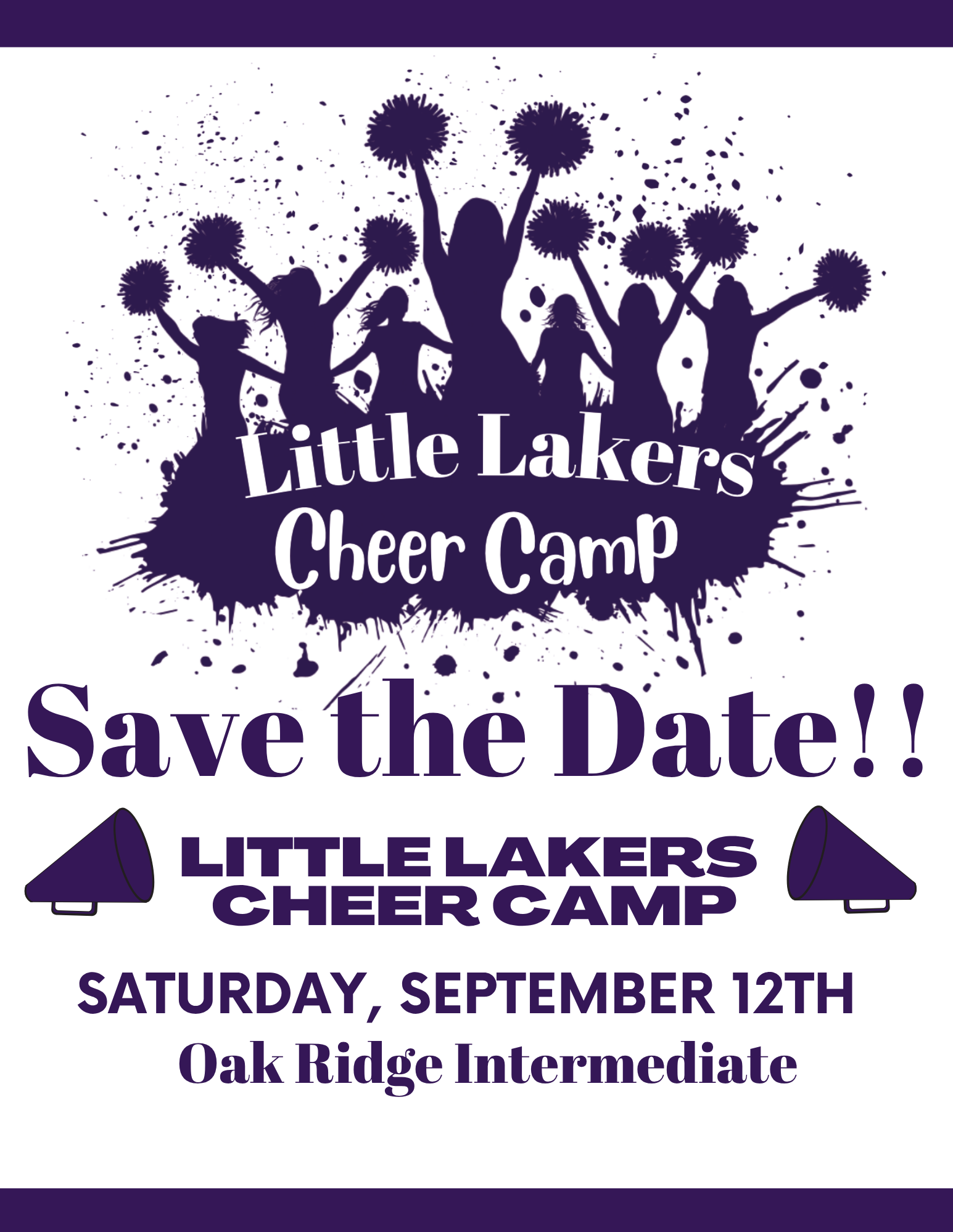 Little Lakers Cheer Camp 9/12 and *Location Change*