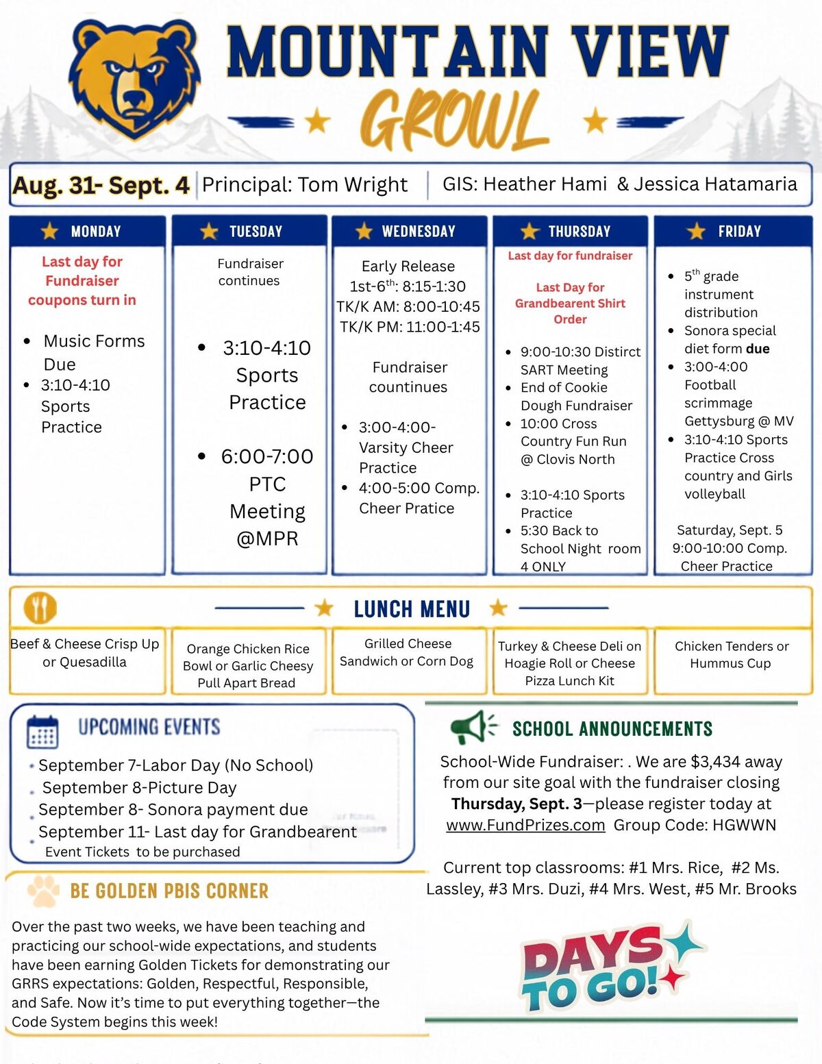 GROWL 8/31-9/4