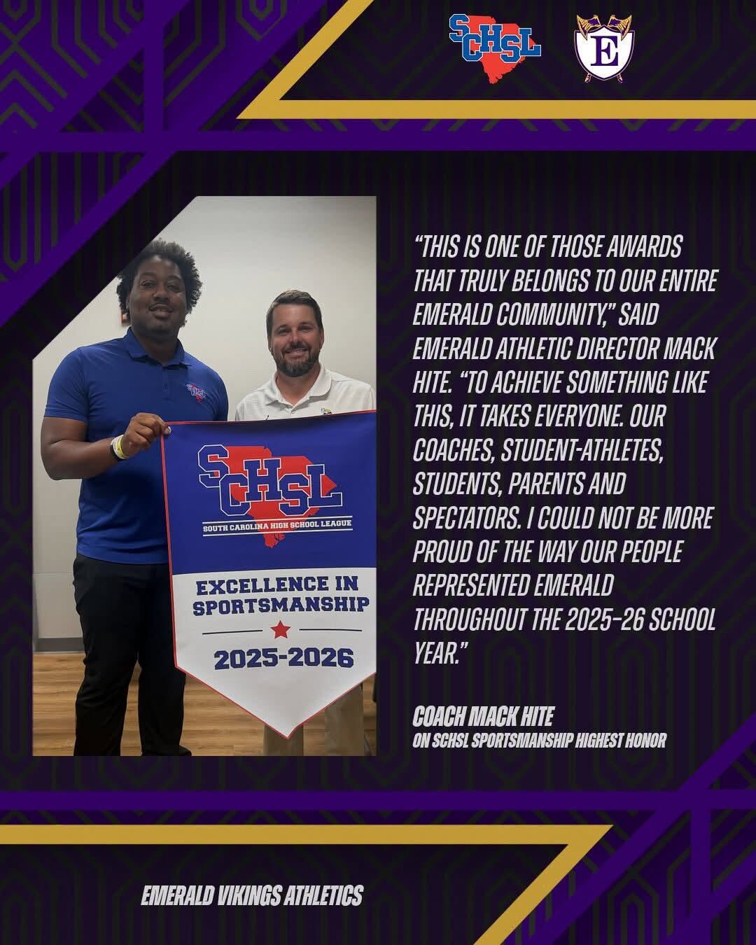 Vikings Receive Excellence in Sportsmanship Banner Following Outstanding 2025–26 School Year