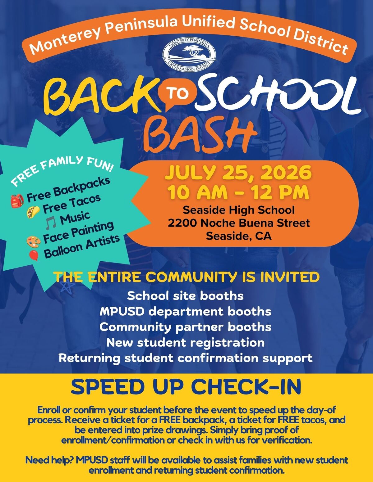 🎉 Free backpacks. Free tacos. Prize drawings. | Back-to-School Bash @ July 25 