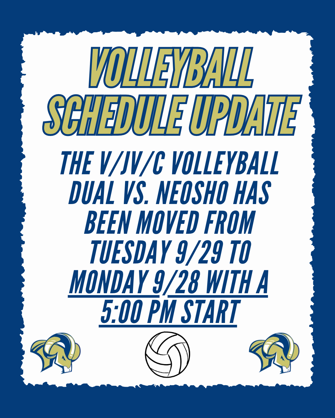 🏐VOLLEYBALL SCHEDULE UPDATE🏐
