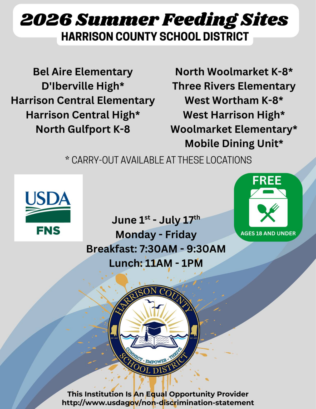 🍔🍕2026 SUMMER FEEDING PROGRAM: June 1st - July 17th