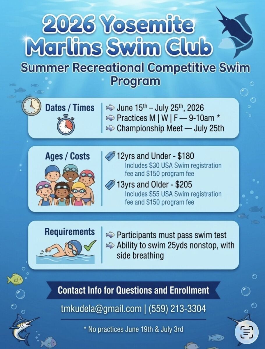 🏊2026 Yosemite Marlins Swim Club Information🏊