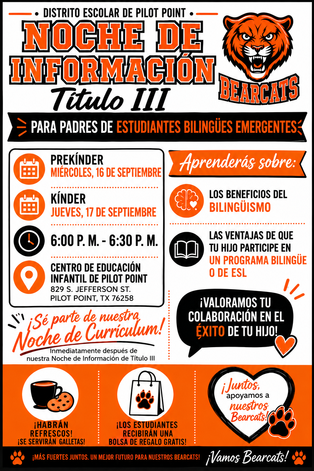 Unase a nostros para una Noche Informativa de Titulo III / Join us for a Title III Information Night