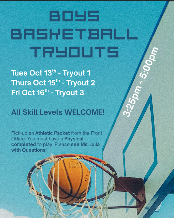 Boys Basket Ball Tryouts Grade 6-8
