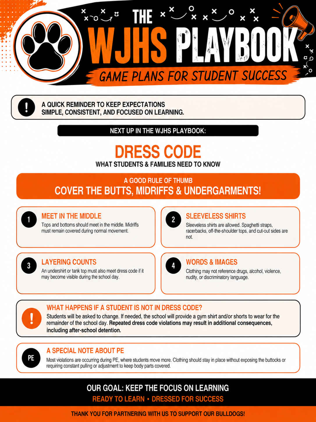 🐾 Next up in the WJHS Playbook: Dress Code!