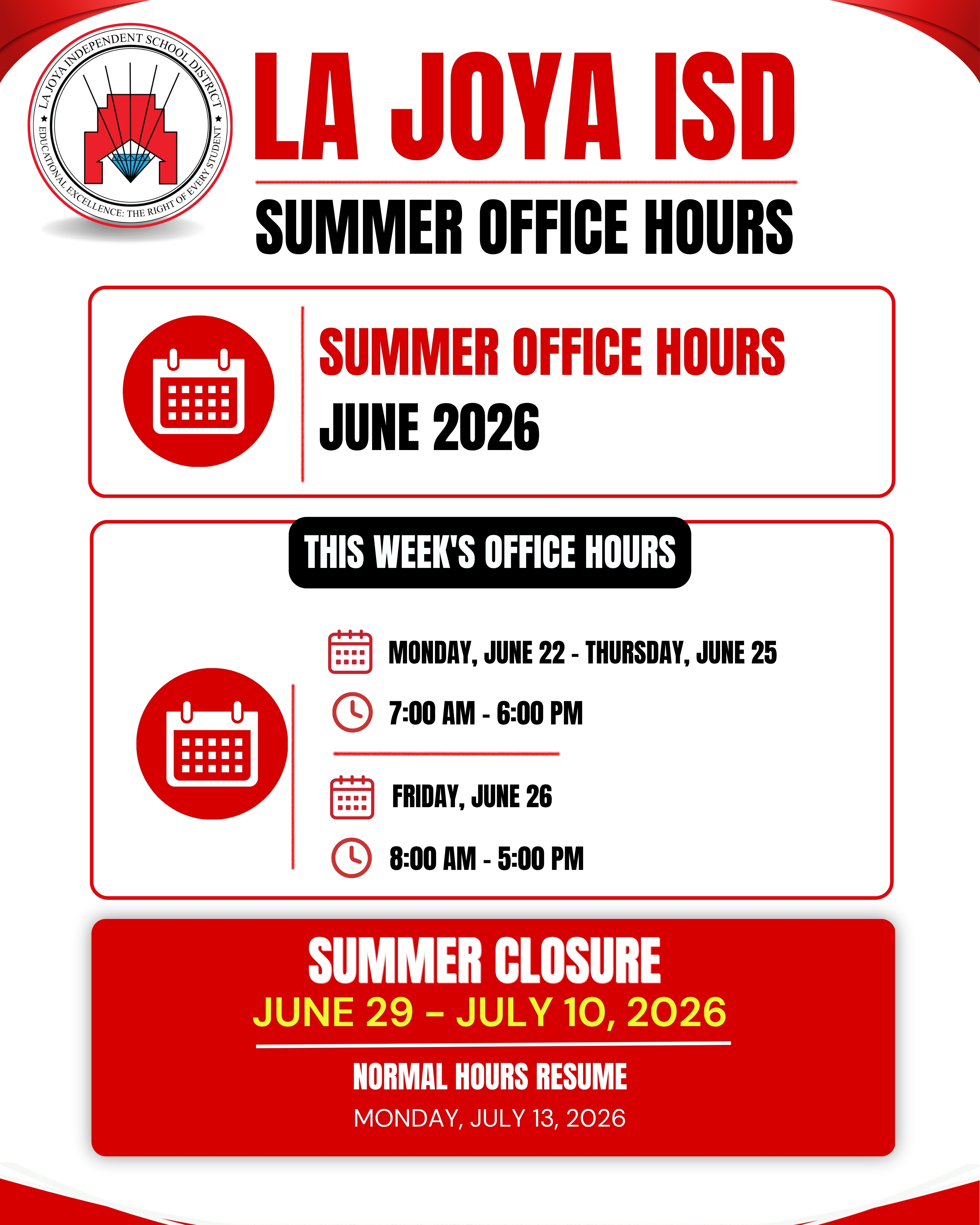 ☀️🕒 SUMMER OFFICE HOURS REMINDER 🕒☀️