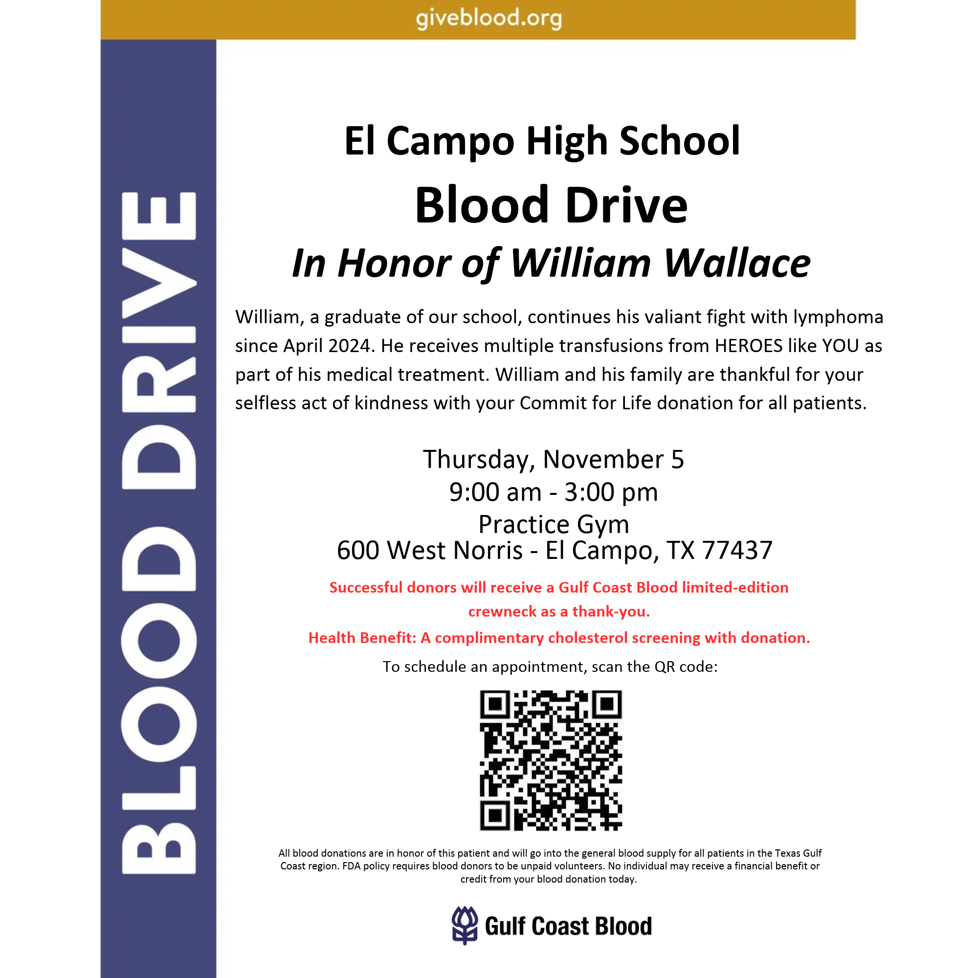 ECHS Blood Drive Nov. 5