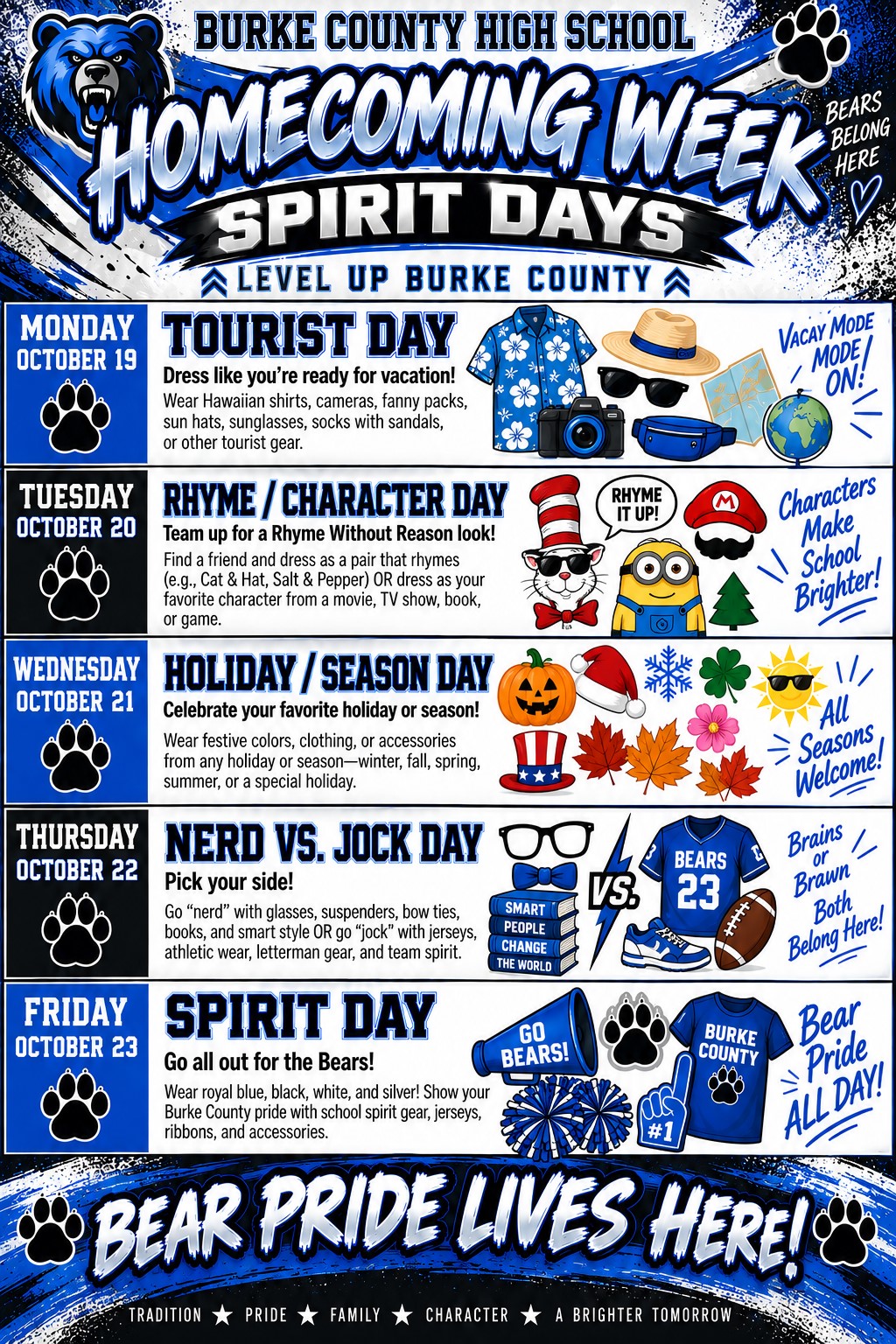 BC Homecoming Week Spirit Days!