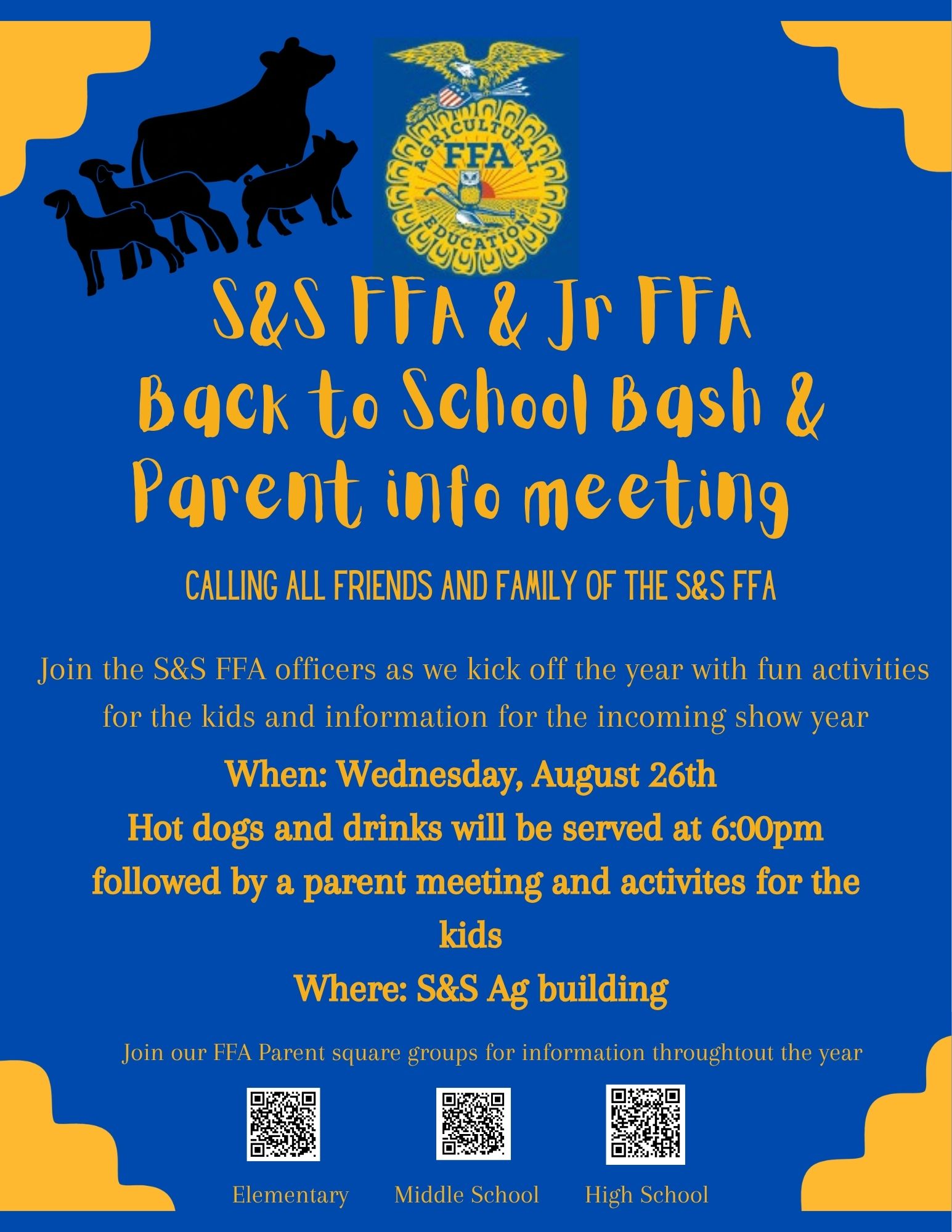 FFA Back to School Bash and Parent Info Meeting